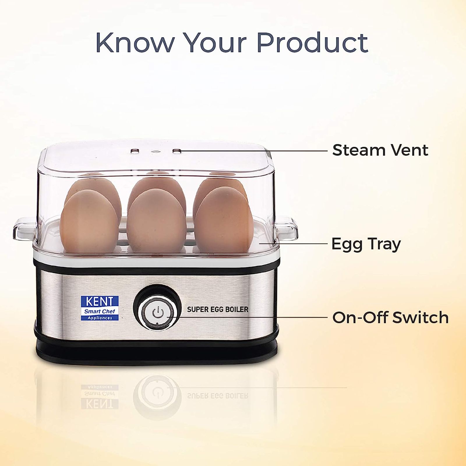 KENT Super 6 Egg Electric Egg Boiler with Auto Shut Off (Silver)_4
