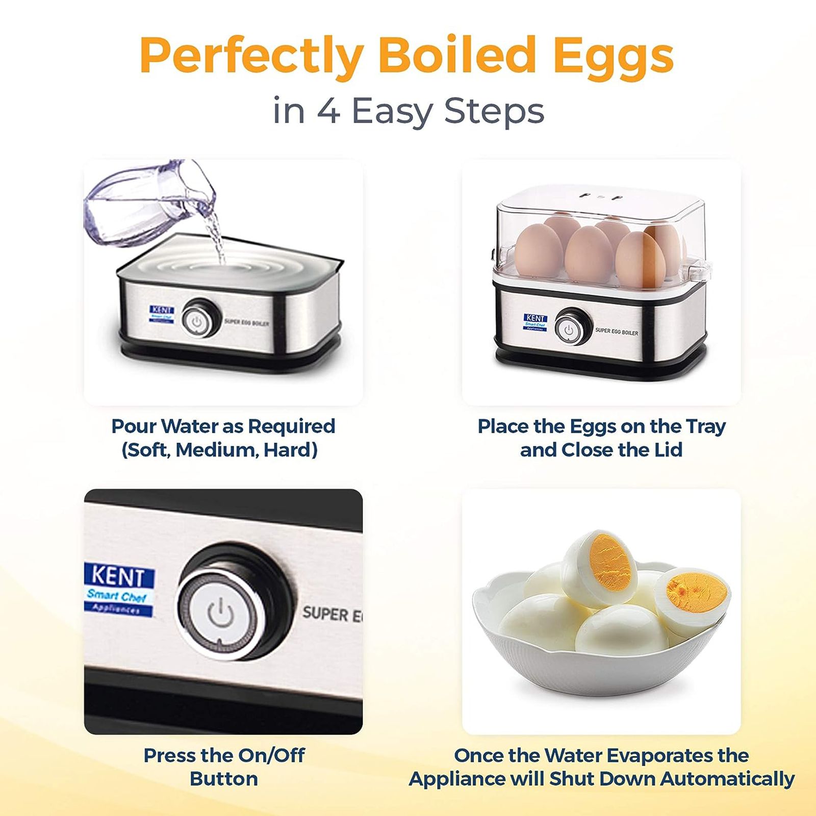KENT Super 6 Egg Electric Egg Boiler with Auto Shut Off (Silver)_5