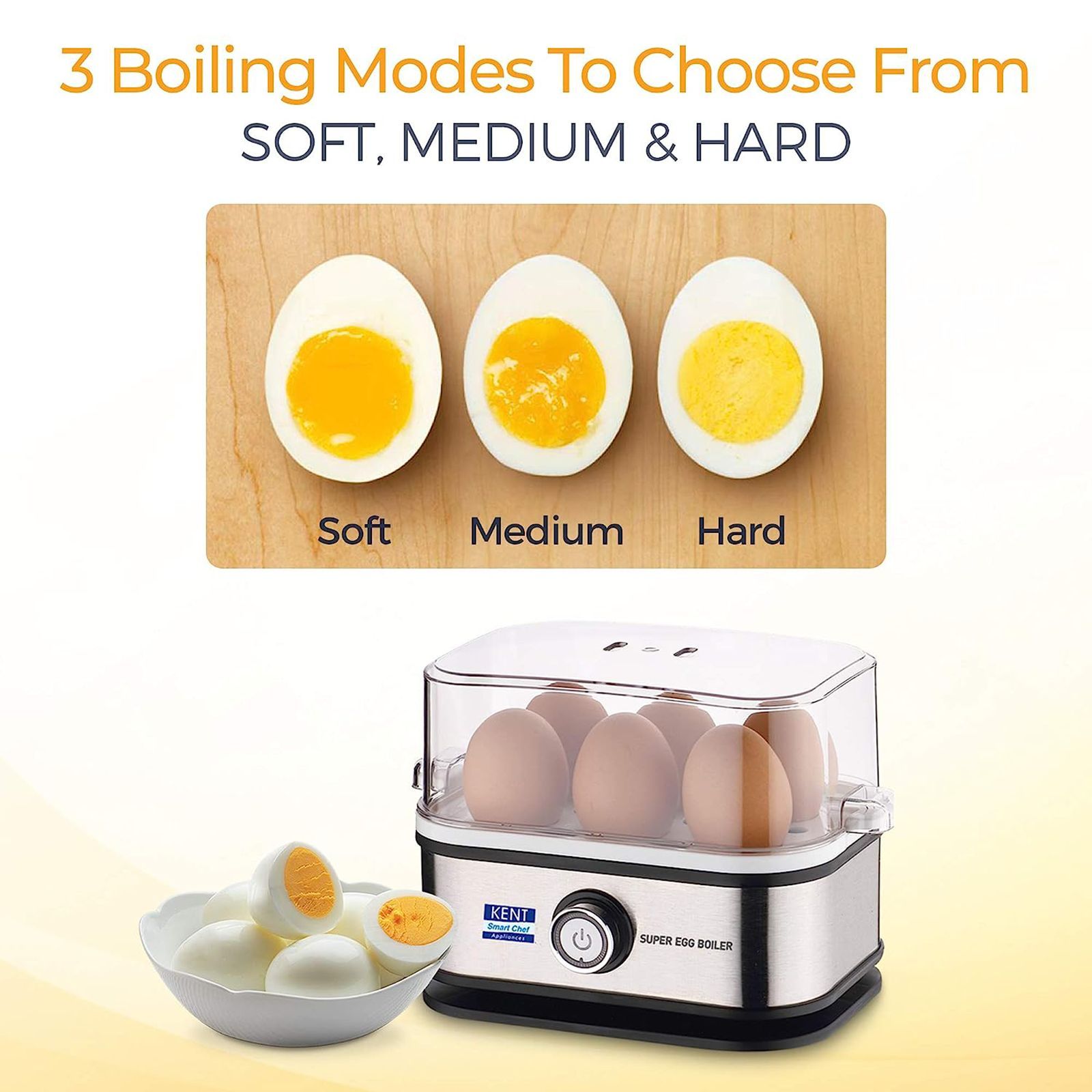 KENT Super 6 Egg Electric Egg Boiler with Auto Shut Off (Silver)_6