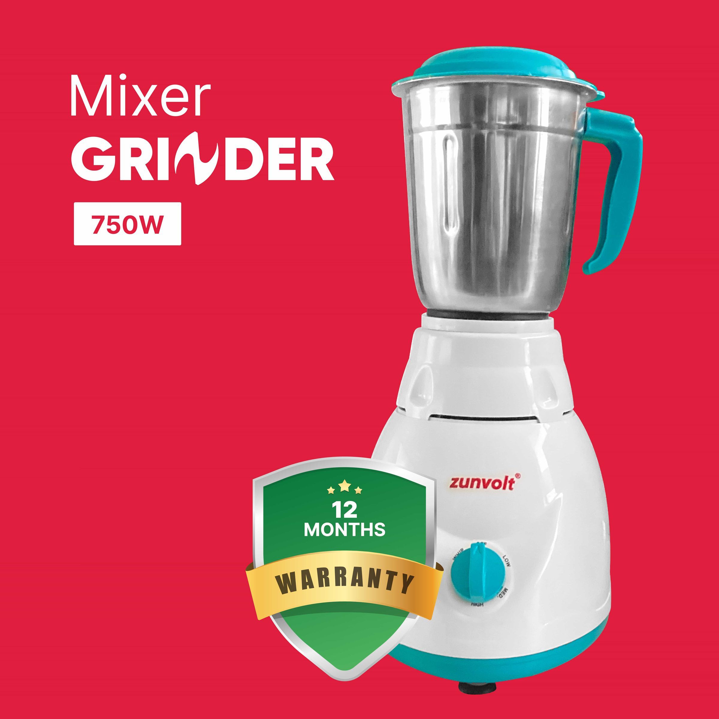 zunvolt 750 Watt 3 Jars Mixer Grinder (22000 RPM, Shock Proof Body, White)_8