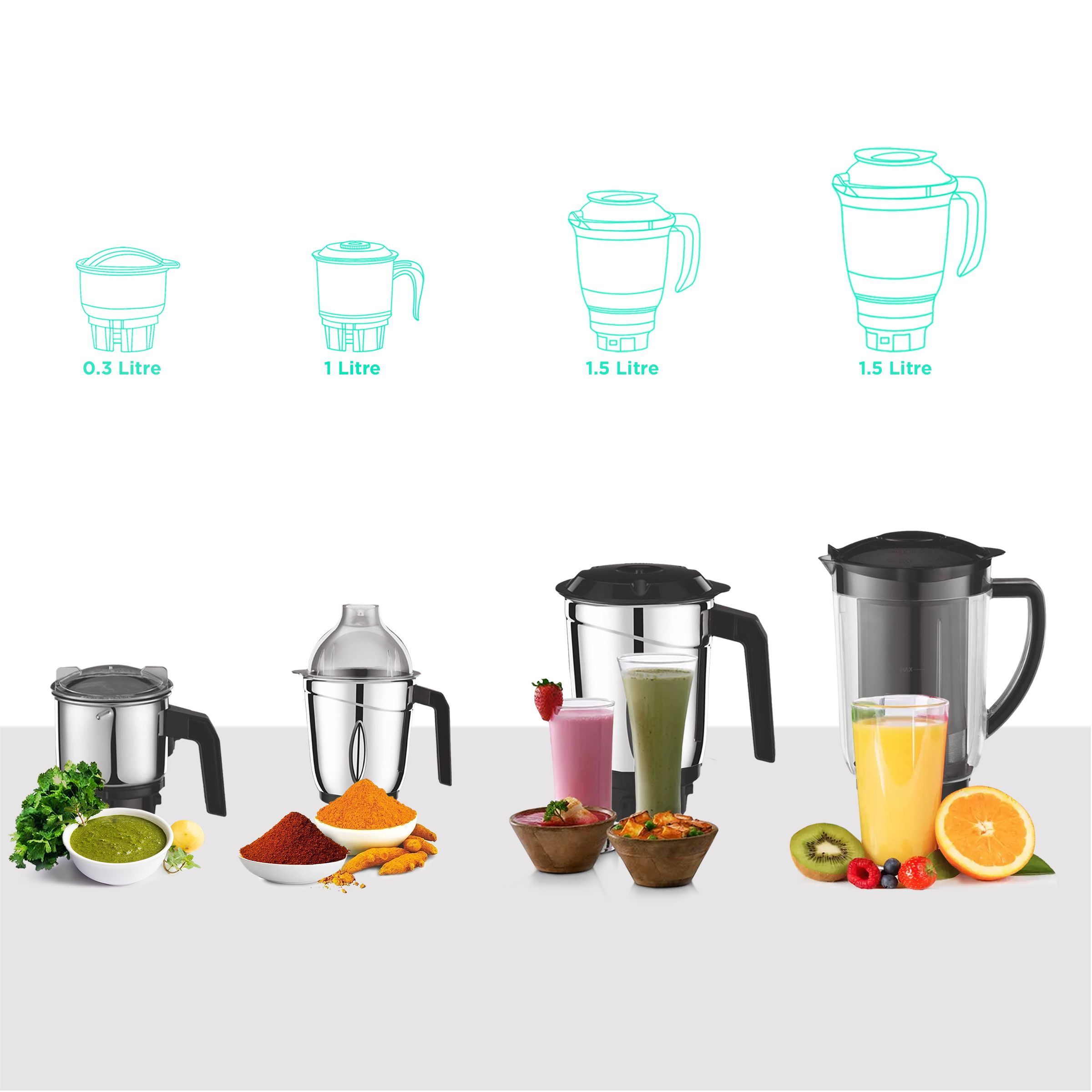 Preethi Galaxy Plus 750 Watt 4 Jars Mixer Grinder (21000 RPM, Rotary Switch with 3 Speed Control, Pink)_4