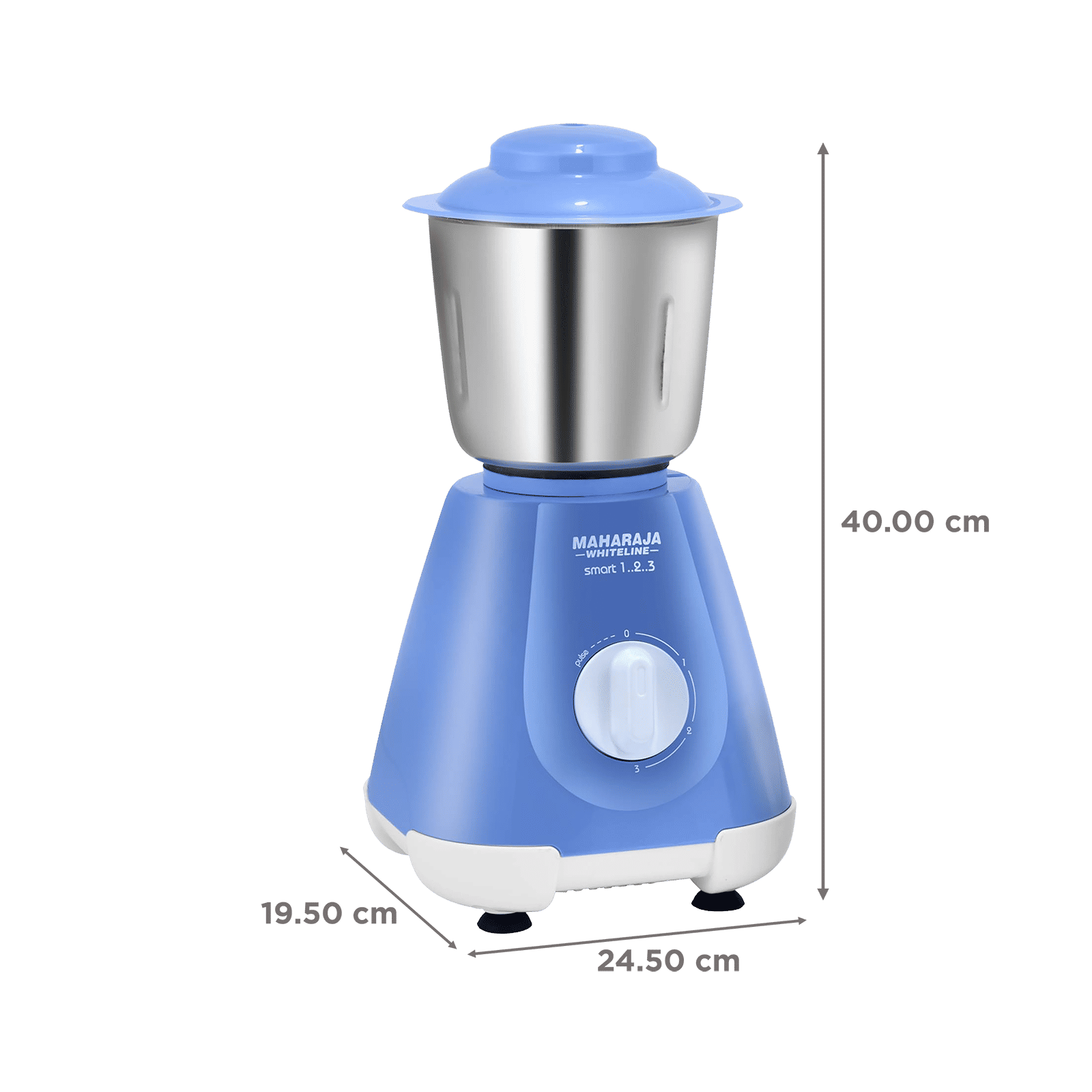 MAHARAJA WHITELINE Smart 1..2..3 500 Watt 2 Jars Mixer Grinder (20000 RPM, 5-in-1 Blades, Blue & Silver)_3