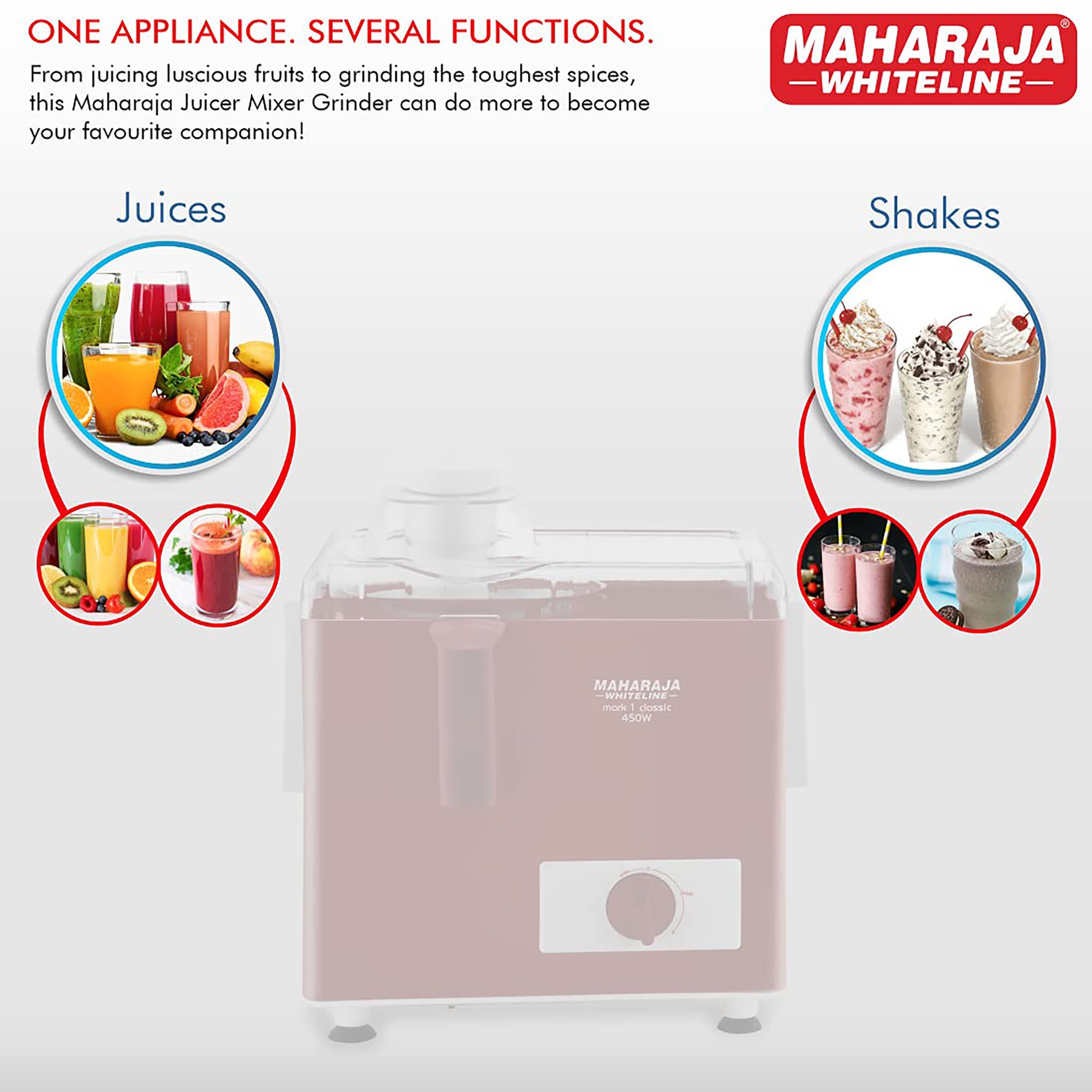 MAHARAJA WHITELINE Mark 1 Classic 450 Watt Juice Extractor (Maximum Juice Efficiency, Cherry Red)_12
