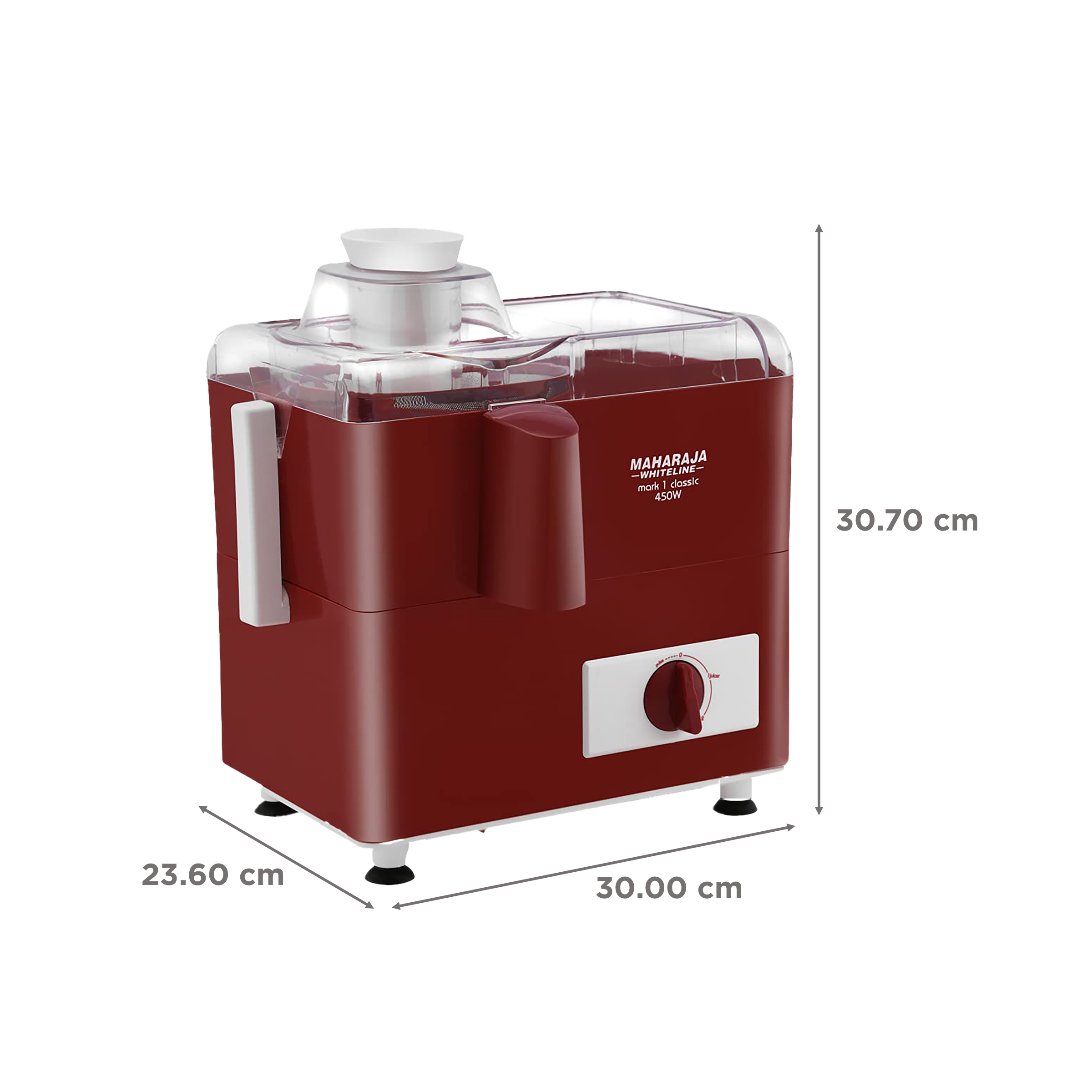MAHARAJA WHITELINE Mark 1 Classic 450 Watt Juice Extractor (Maximum Juice Efficiency, Cherry Red)_3