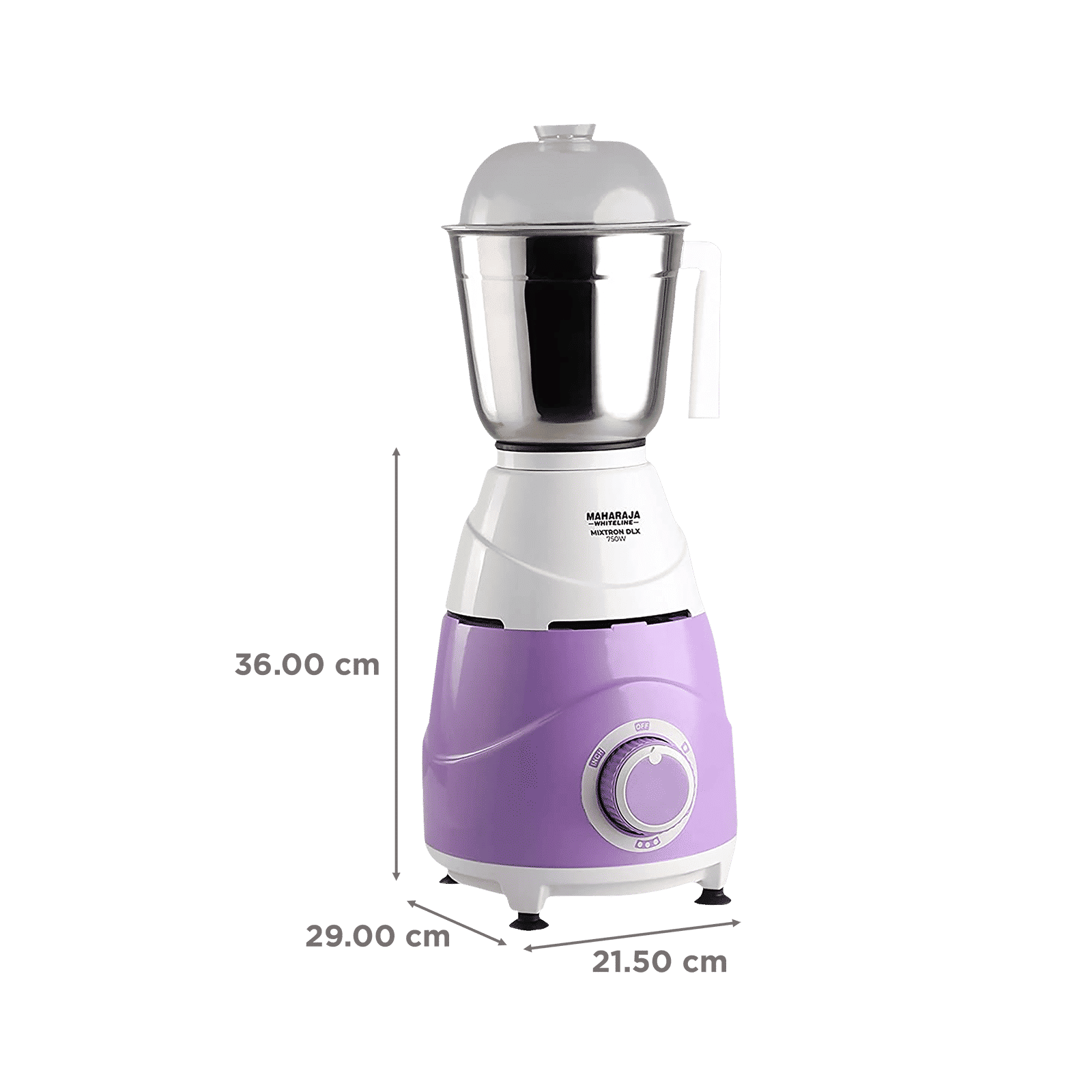 MAHARAJA WHITELINE Mixtron Dlx 750 Watt 3 Jars Mixer Grinder (20000 RPM, Unique Jar Flow Breaker, Lavender & White)_3