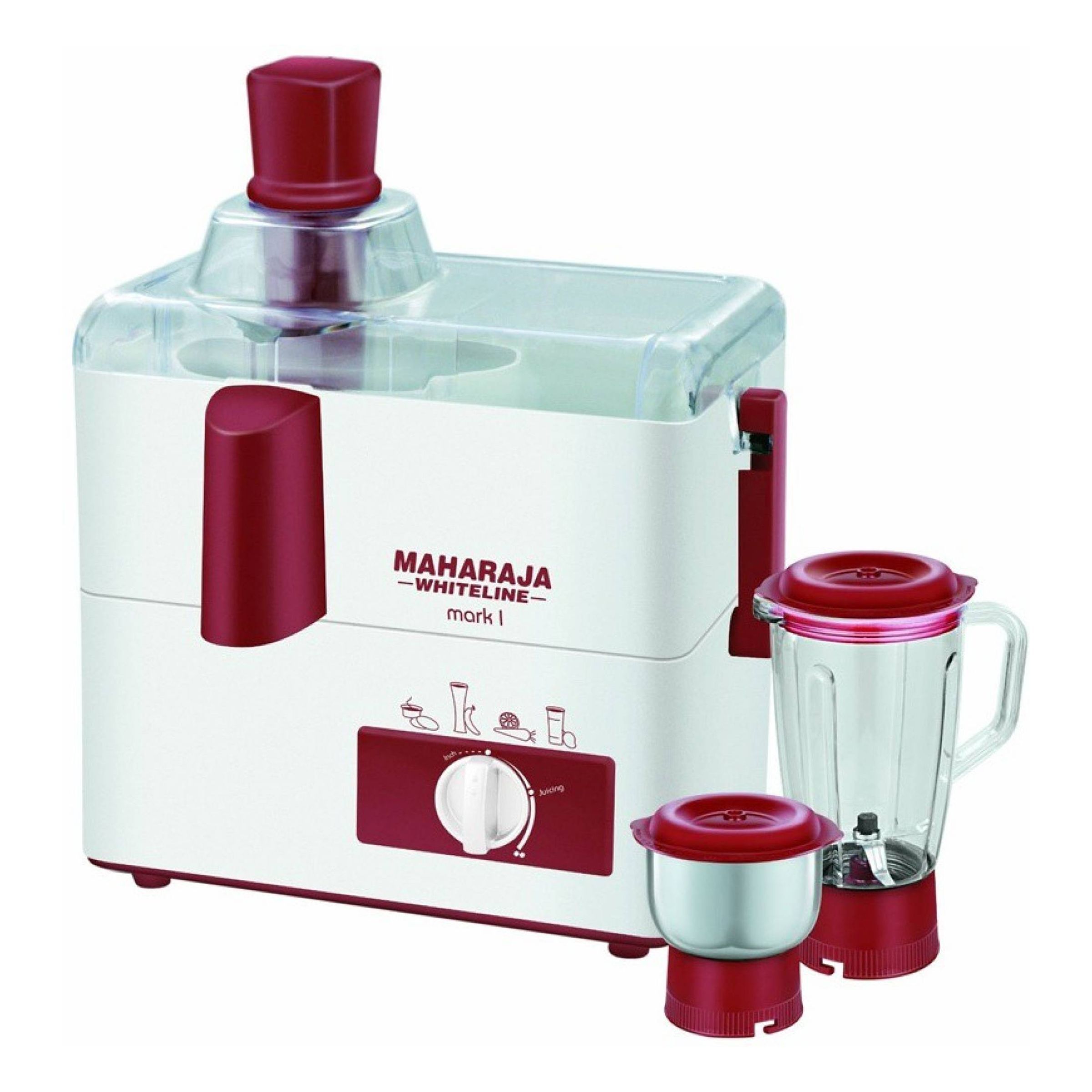 MAHARAJA WHITELINE Mark 1 450 Watt 2 Jars Juicer Mixer Grinder (Multi-Functional Blade System, White/Red)_9