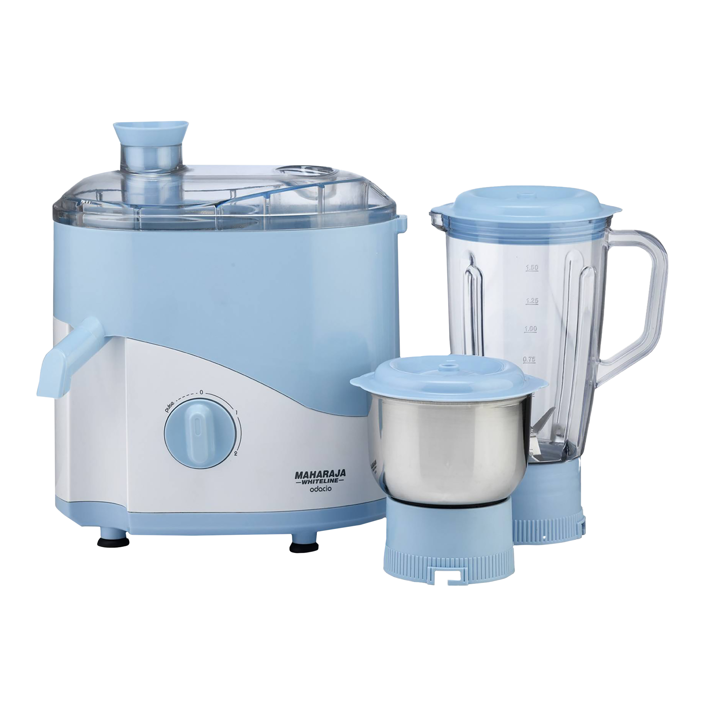 MAHARAJA WHITELINE Odacio JX1-149 500 Watt 2 Jars Juicer Mixer Grinder (22000 RPM, Non-Slip Feet, Blue/White)_1
