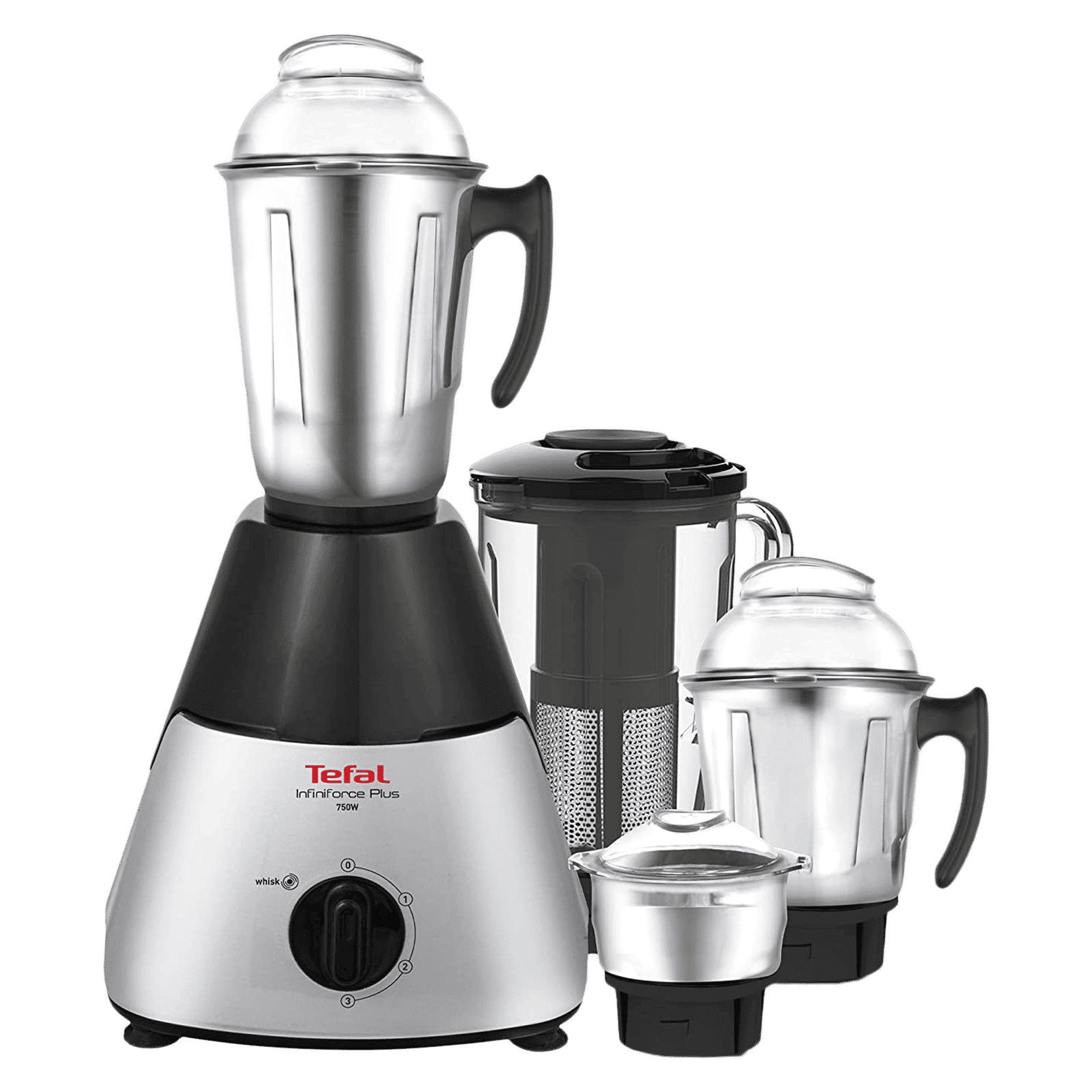 Tefal Infiniforce Plus 750 Watt 4 Jars Mixer Grinder (20000 RPM, Dual Cooling Technology, Black/Silver)_1