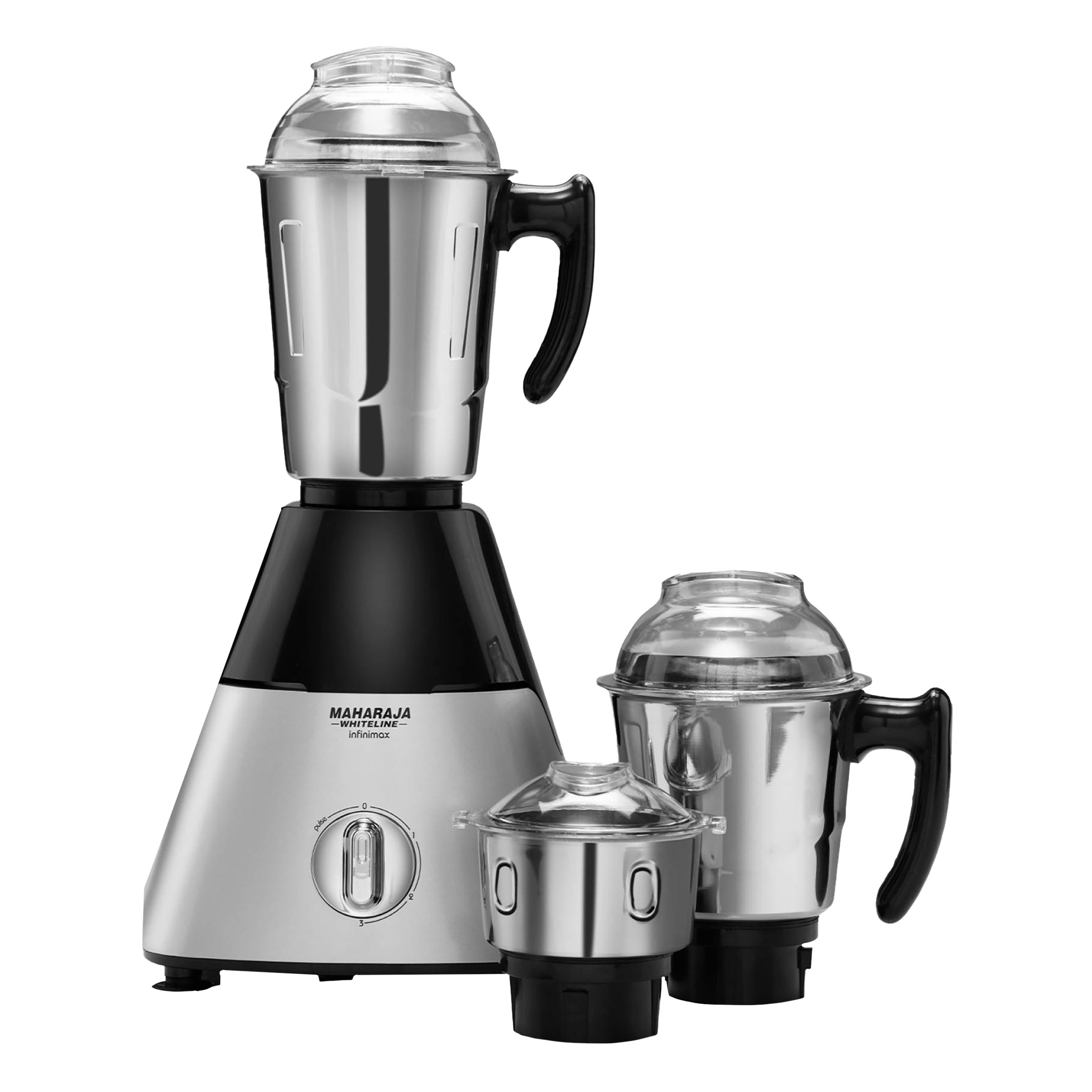 MAHARAJA WHITELINE Infinimax HD 1000 Watt 3 Jars Mixer Grinder (20000 RPM, 5-in-1 Blades, Black/Silver) MAHARAJA WHITELINE Infinimax HD 1000 Watt 3 Jars Mixer Grinder (20000 RPM, 5-in-1 Blades, Black/Silver)_1