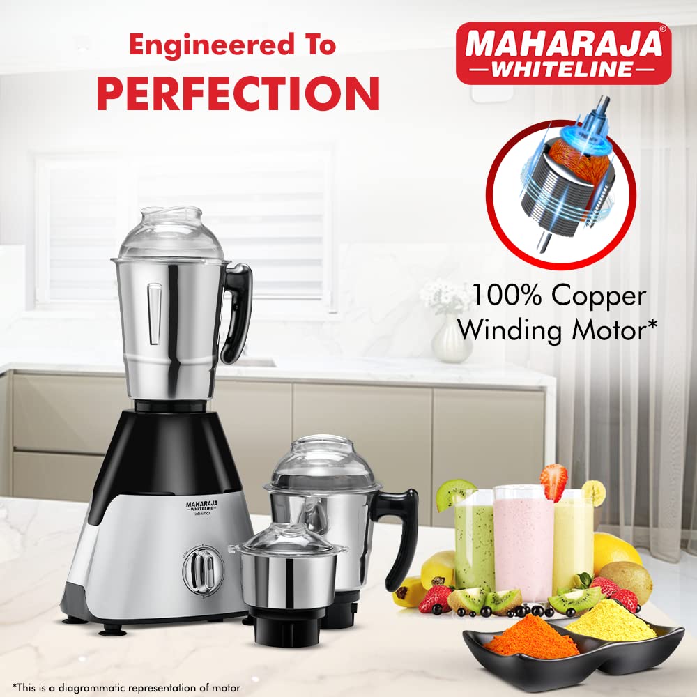 MAHARAJA WHITELINE Infinimax HD 1000 Watt 3 Jars Mixer Grinder (20000 RPM, 5-in-1 Blades, Black/Silver) MAHARAJA WHITELINE Infinimax HD 1000 Watt 3 Jars Mixer Grinder (20000 RPM, 5-in-1 Blades, Black/Silver)_9