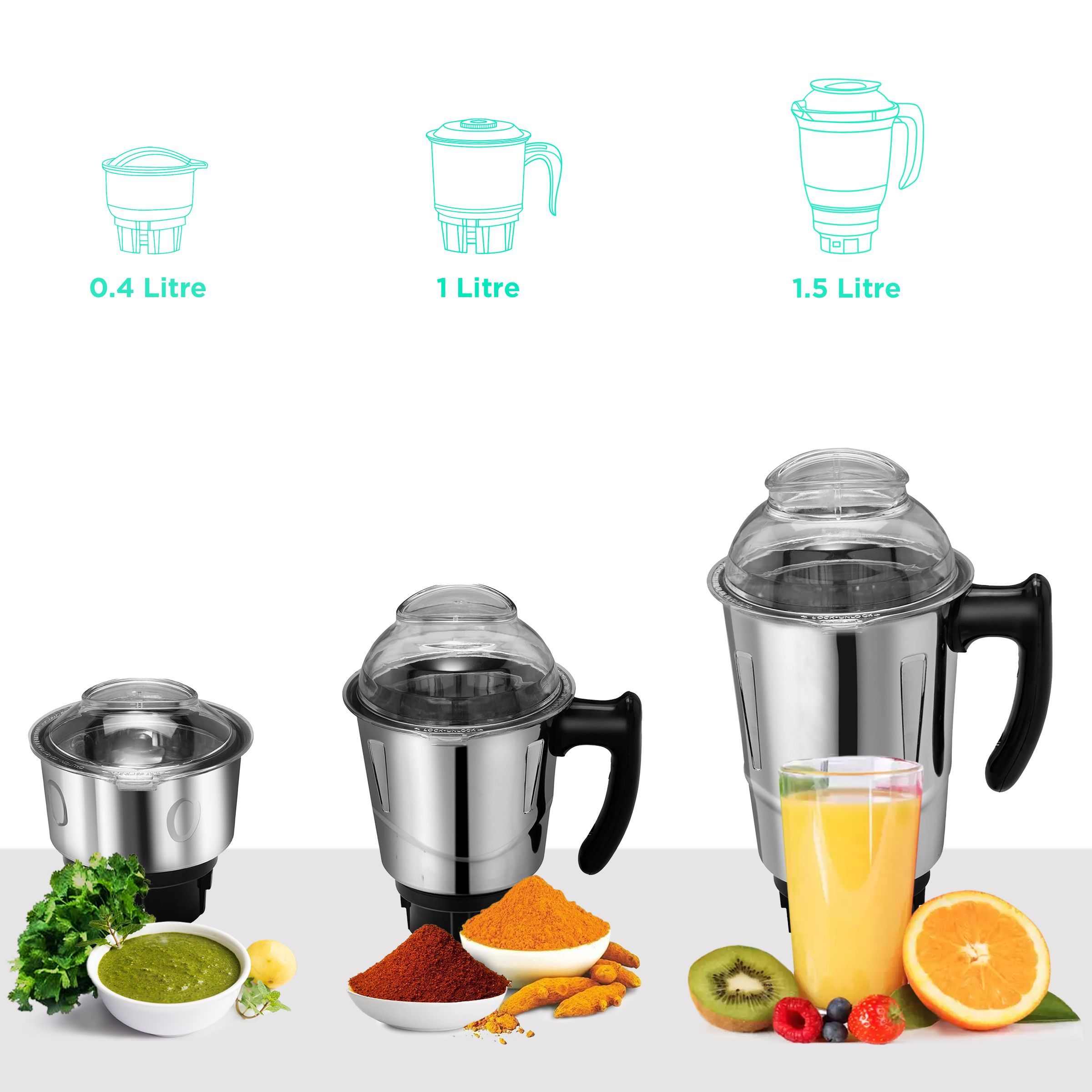 MAHARAJA WHITELINE Infinimax HD 1000 Watt 3 Jars Mixer Grinder (20000 RPM, 5-in-1 Blades, Black/Silver) MAHARAJA WHITELINE Infinimax HD 1000 Watt 3 Jars Mixer Grinder (20000 RPM, 5-in-1 Blades, Black/Silver)_4