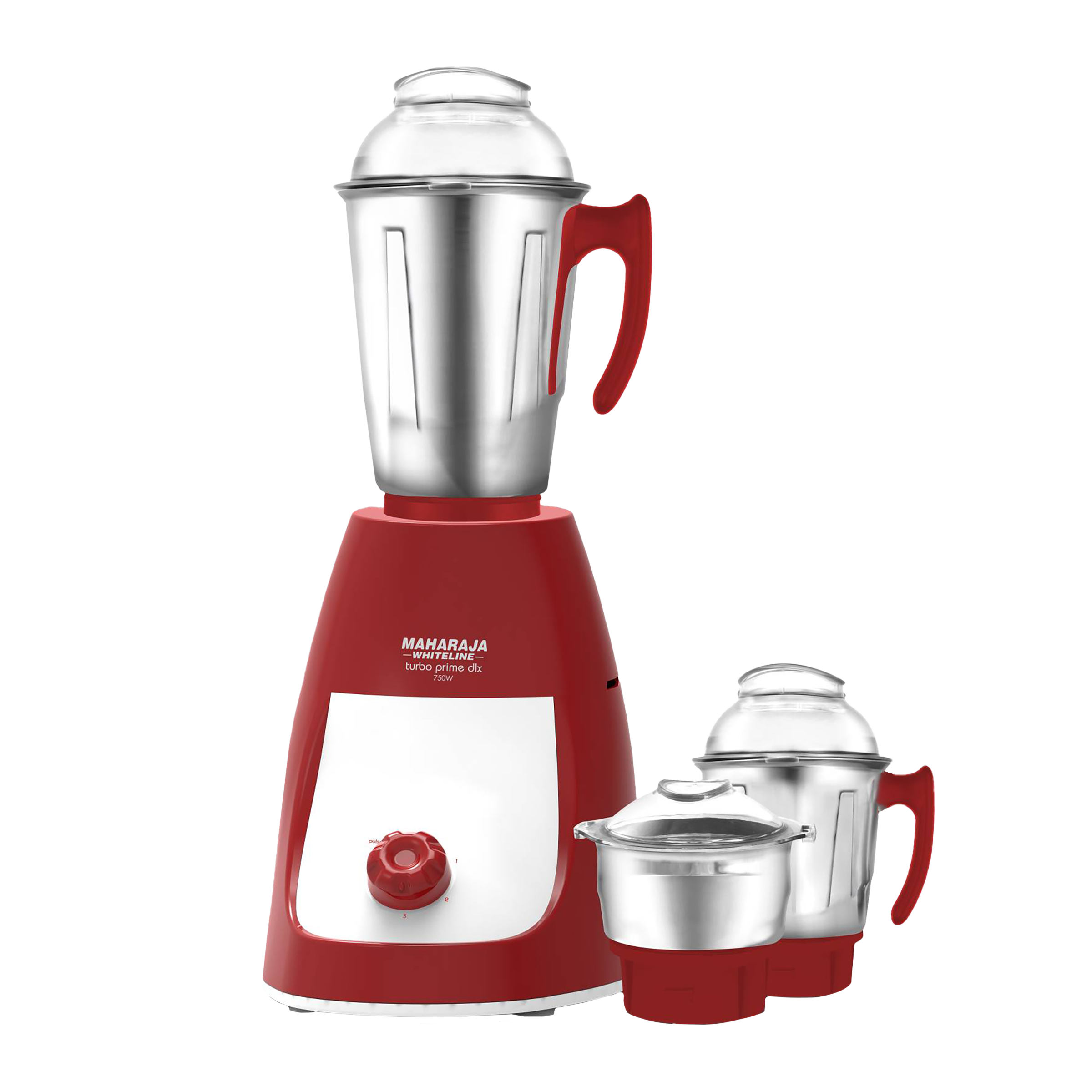 MAHARAJA WHITELINE Turbo Prime Dlx MX-231 750 Watt 3 Jars Mixer Grinder (20000 RPM, 5-in-1 Blades, Red/White)_1