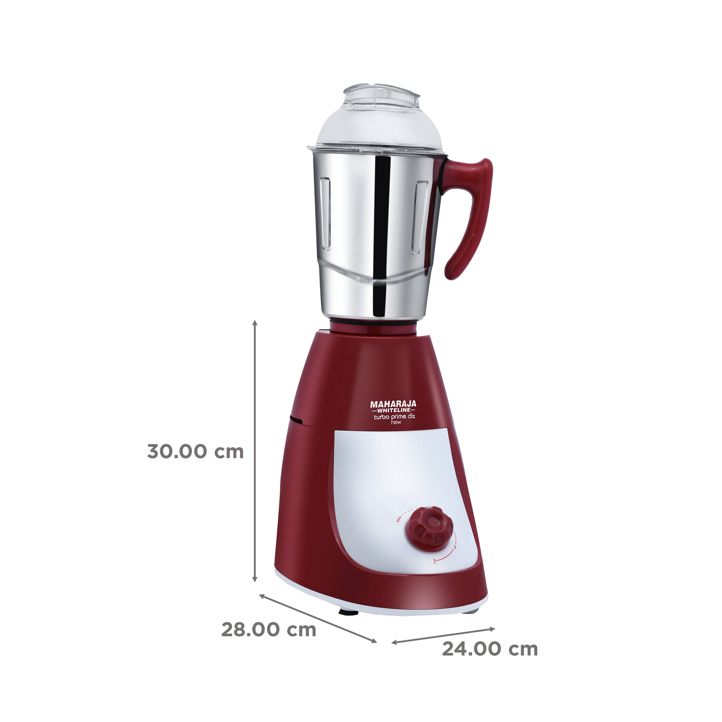 MAHARAJA WHITELINE Turbo Prime Dlx MX-231 750 Watt 3 Jars Mixer Grinder (20000 RPM, 5-in-1 Blades, Red/White)_3