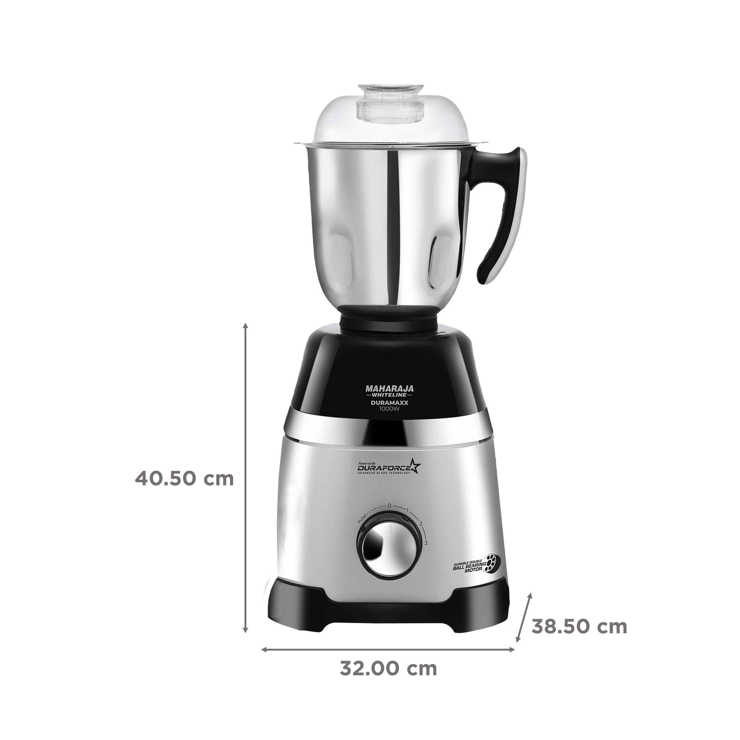 MAHARAJA WHITELINE Duramaxx 1000 Watt 3 Jars Mixer Grinder (22000 RPM, Food Grade Safe, Black/Silver)_3