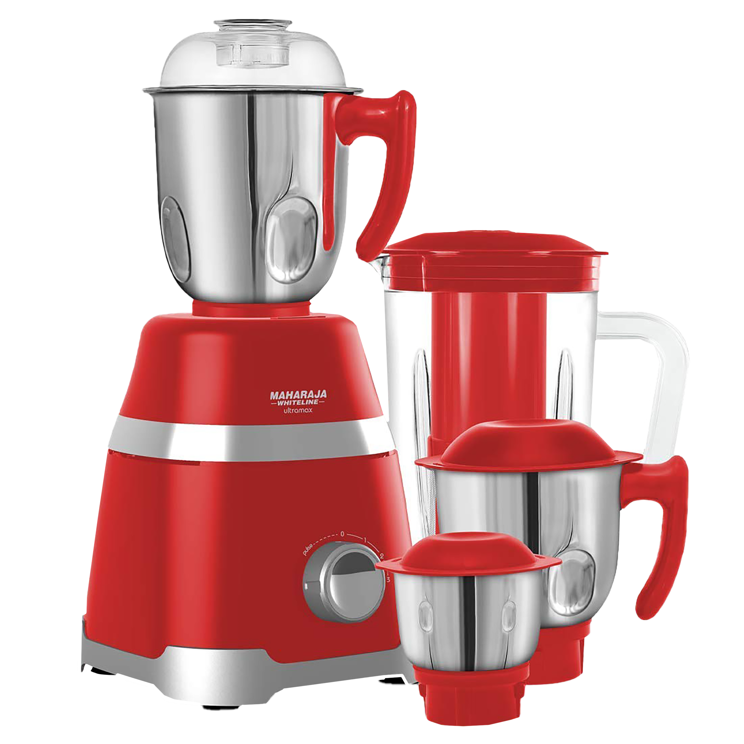 MAHARAJA WHITELINE Ultramax Elite MX-222 800 Watt 4 Jars Mixer Grinder (22000 RPM, 5-in-1 Blades, Red)_1
