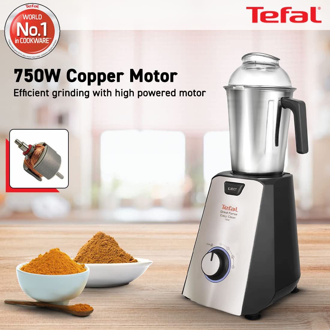 Tefal Grindforce Easyclean 750 Watt 4 Jars Mixer Grinder (18000 RPM, Tripl'Ax Blades Technology, Black/Silver)_7