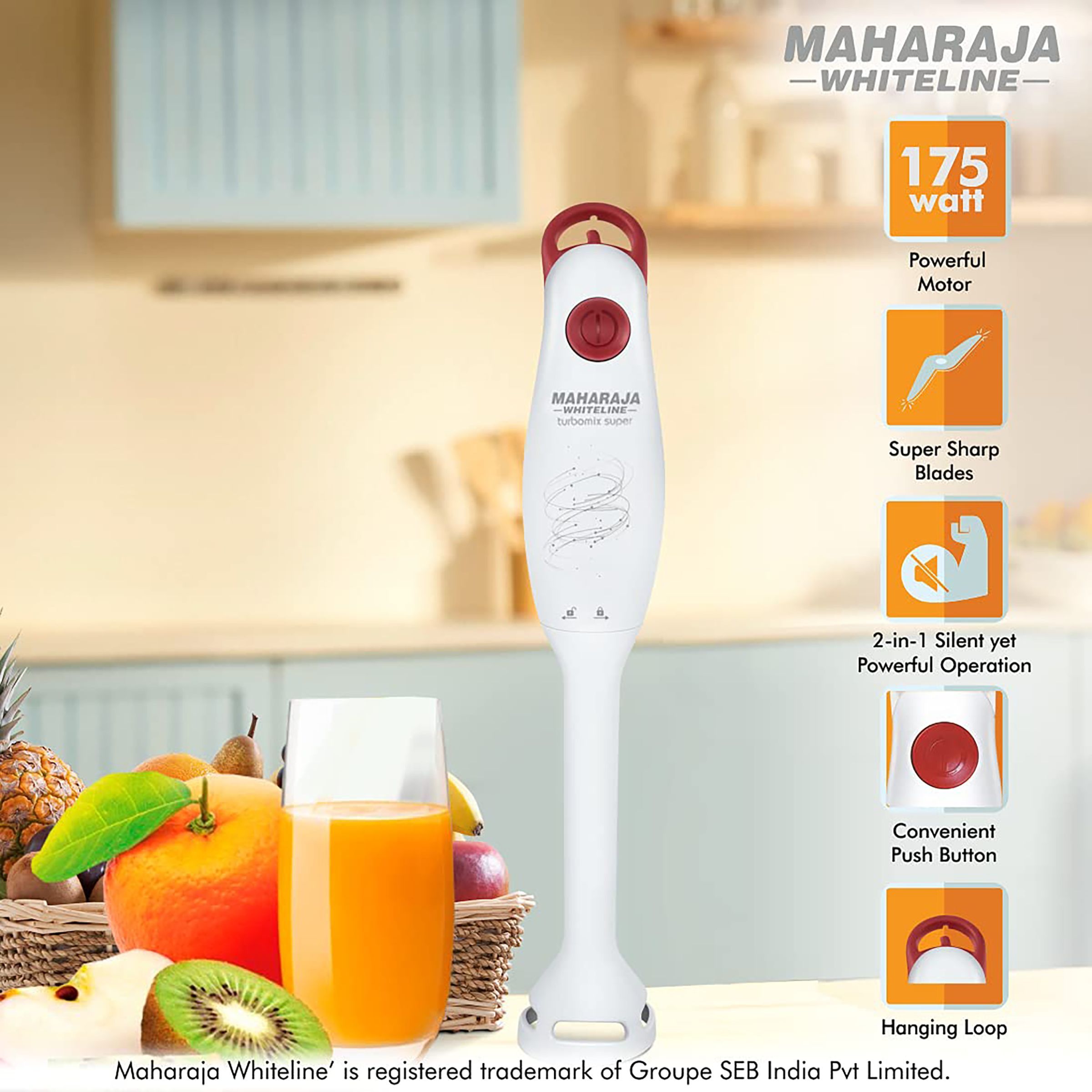 MAHARAJA WHITELINE Turbomix Super HB-130 175 Watt 2 Speed Hand Blender (2-in-1 Silent Operation, White) MAHARAJA WHITELINE Turbomix Super HB-130 175 Watt 2 Speed Hand Blender (2-in-1 Silent Operation, White)_9