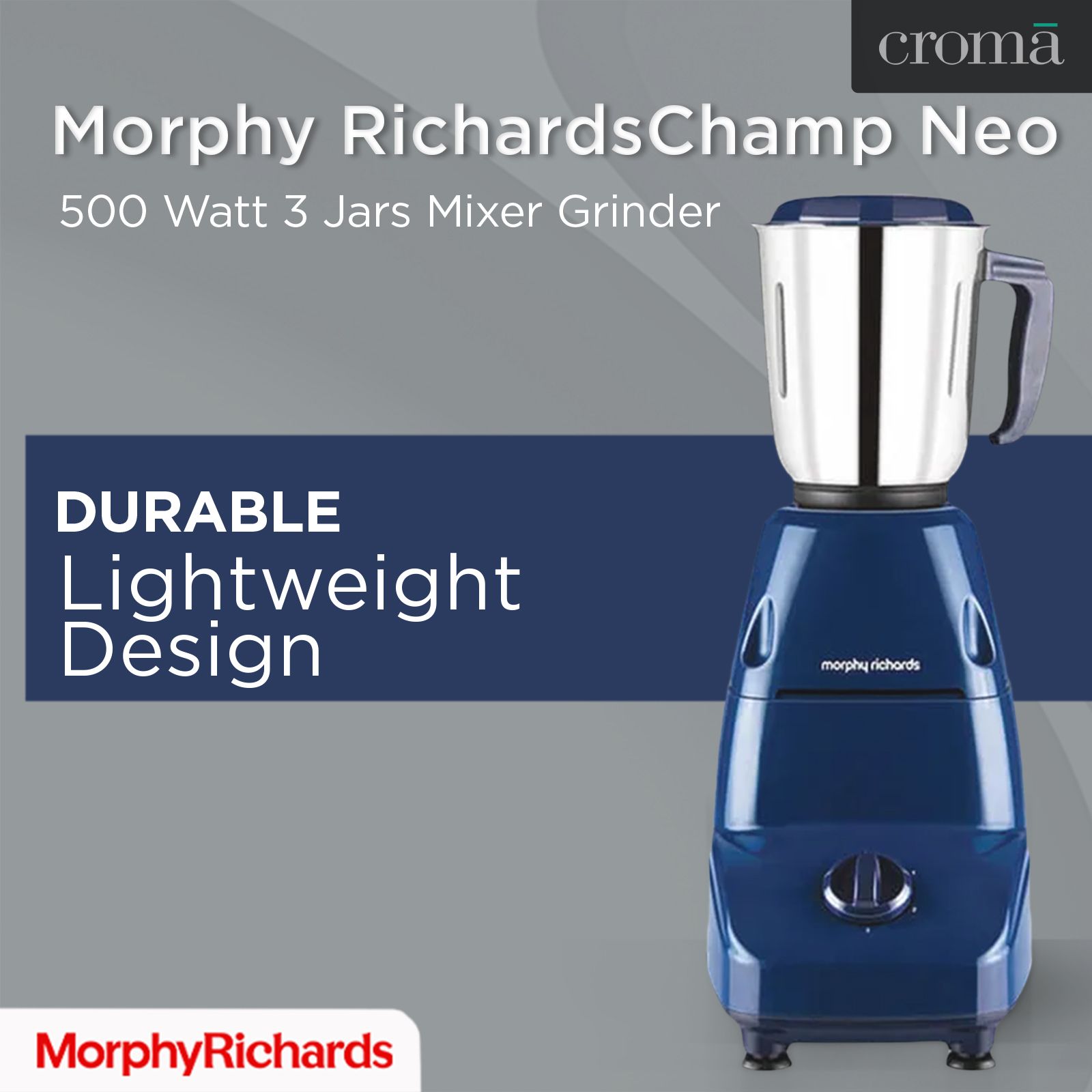 Morphy Richards Champ Neo 500 Watt 3 Jars Mixer Grinder (Overload Protection, Blue)_9