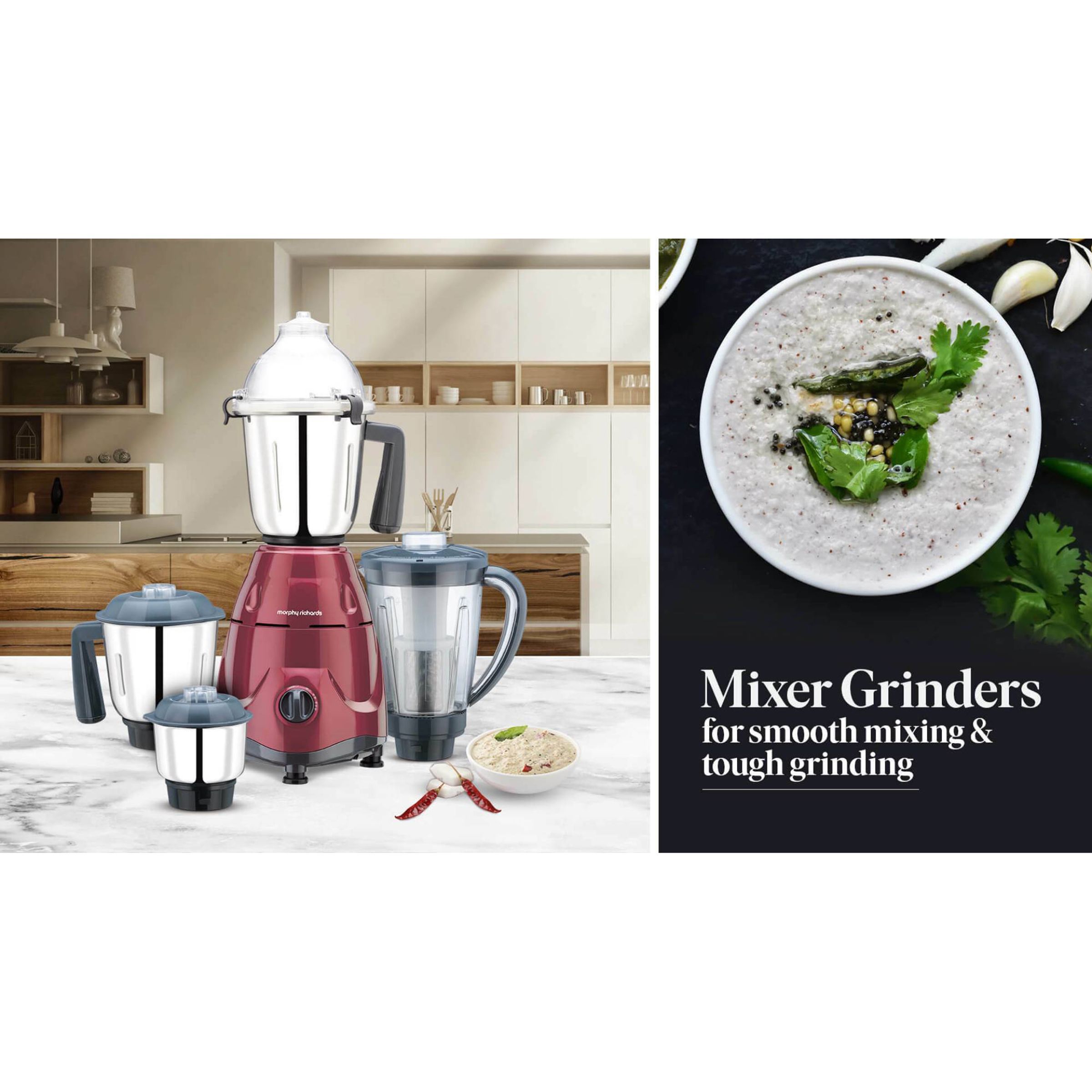 Morphy Richards Supreme Pro 750 Watt 4 Jars Mixer Grinder (Overload Protection, Metallic Wine Red)_5