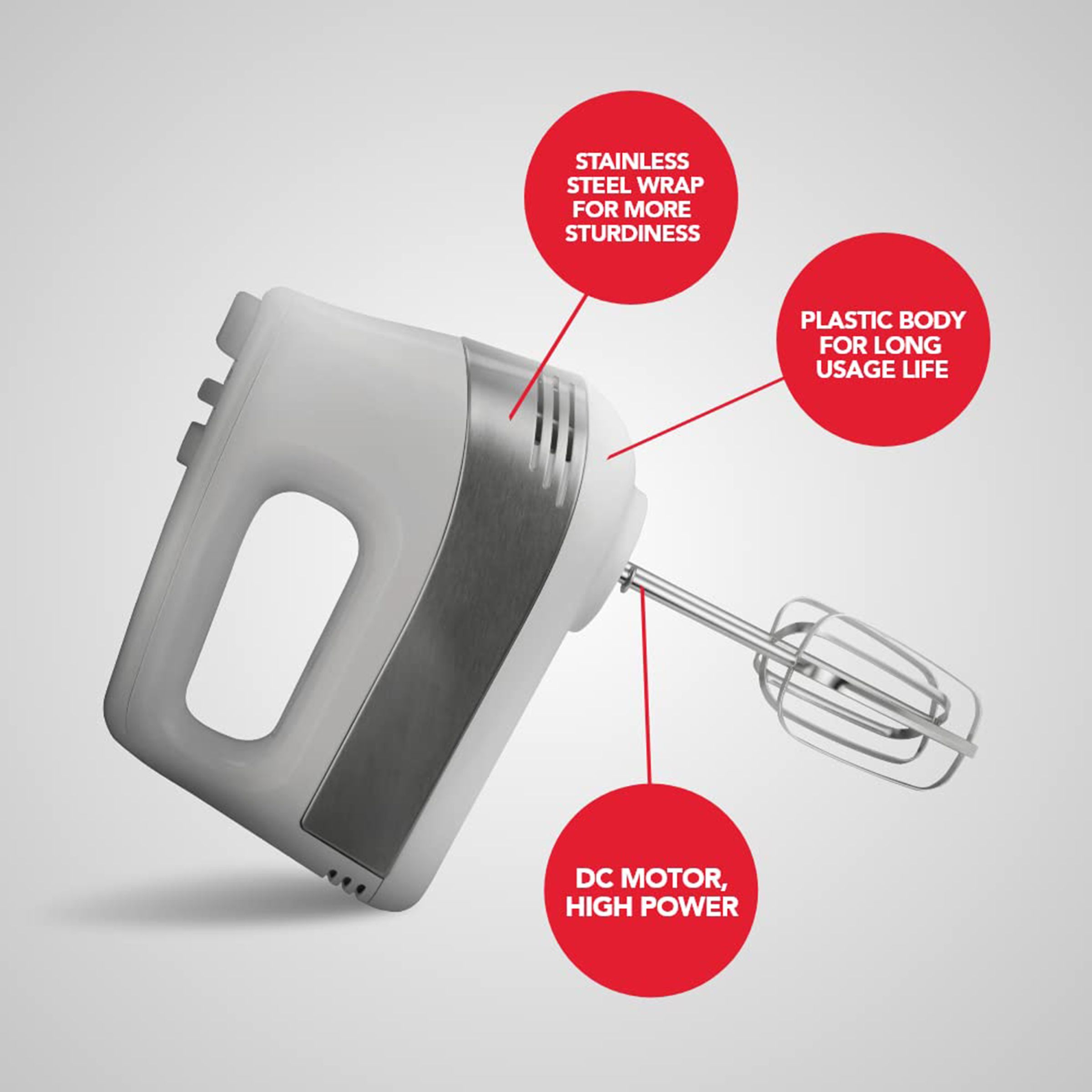 SHARP 450 Watt 6 Speed Hand Blender with 4 Attachments (High Power DC Motor, White)_7