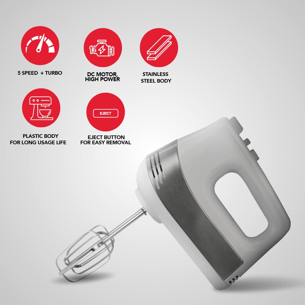 SHARP 450 Watt 6 Speed Hand Blender with 4 Attachments (High Power DC Motor, White)_12