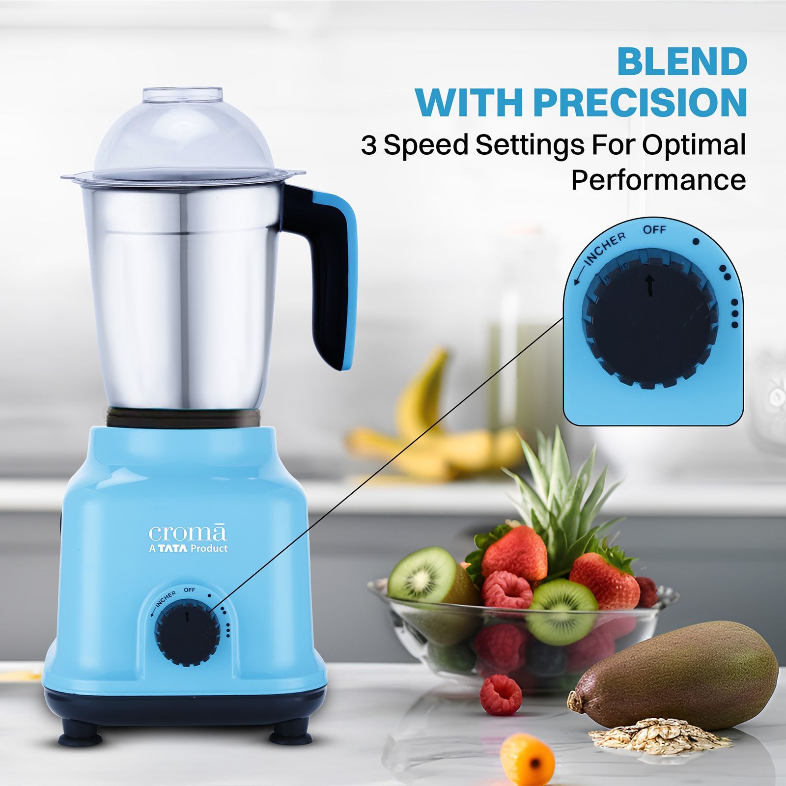 Croma 500 Watt 3 Jars Mixer Grinder (19000 RPM, Shock Proof Body, Blue)_11