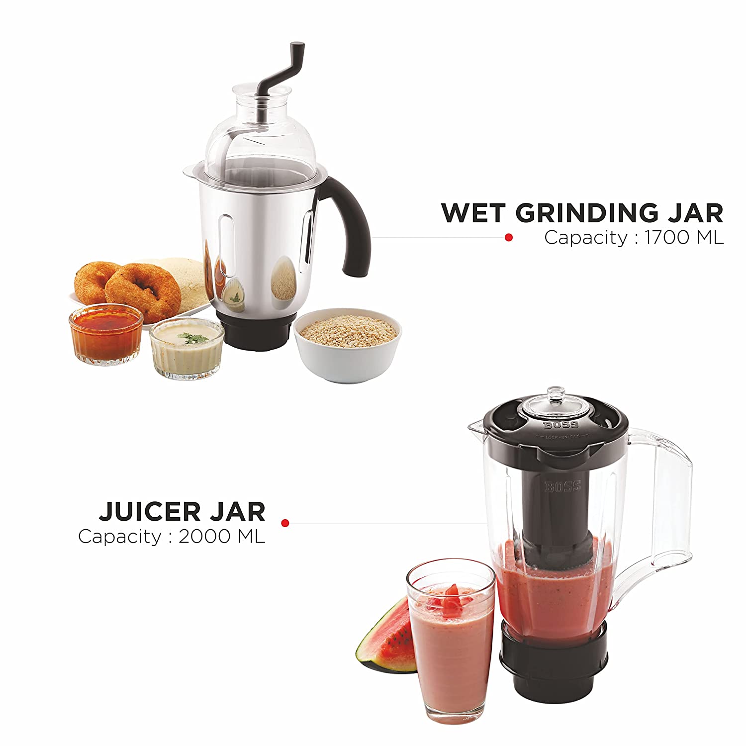 BOSS CycloneMaxx 900 Watt 4 Jars Mixer Grinder (3 Variable Speed Control with LED Light, Black)_13