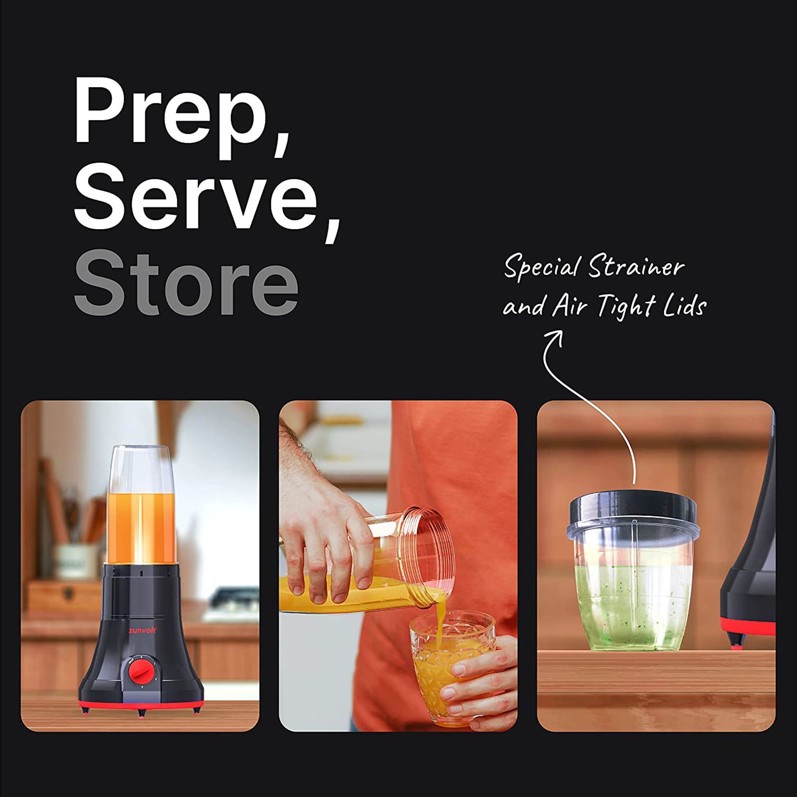 zunvolt Fruice 400 Watt 2 Jars Juicer Blender Grinder (18000 RPM, Shock Proof Body, Red/Black)_9