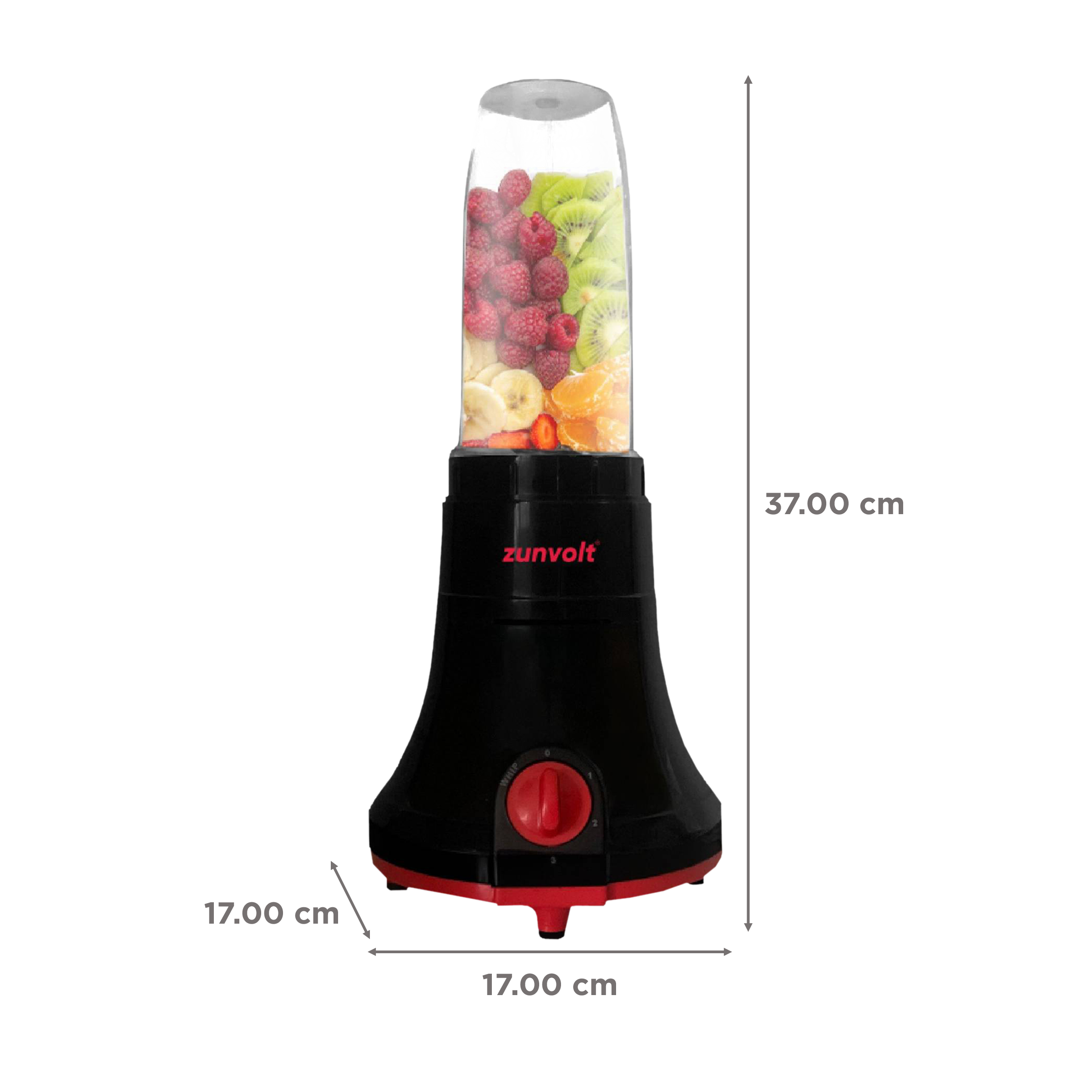 zunvolt Fruice 400 Watt 2 Jars Juicer Blender Grinder (18000 RPM, Shock Proof Body, Red/Black)_3