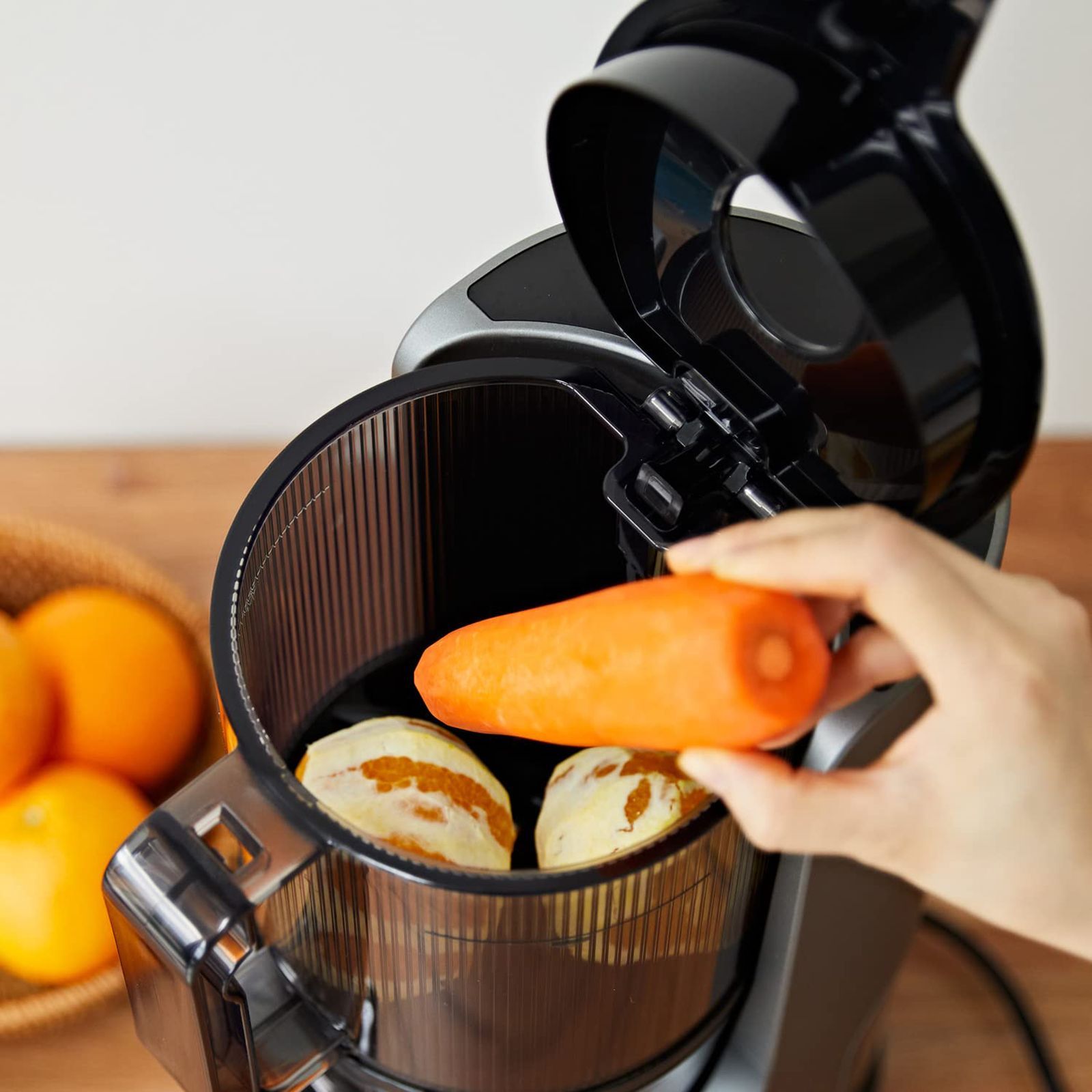 Hurom Premium Series 200 Watt Cold Press Juicer (50 RPM, Self-Feeding Hopper, Titanium Grey)_8