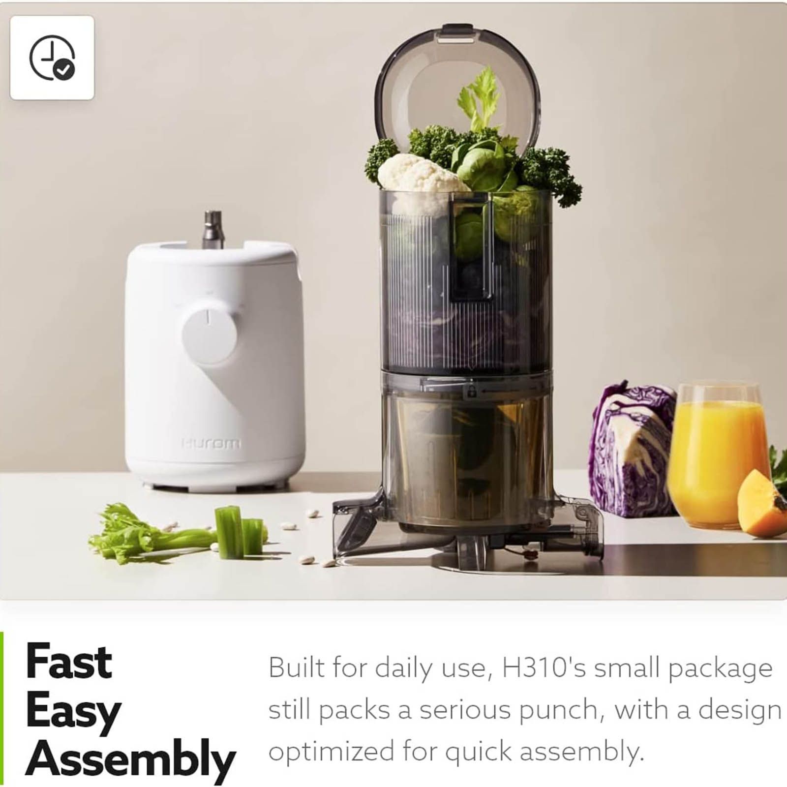 Hurom Easy Series 100 Watt Cold Press Juicer (43 RPM, Convenient with Minimal Touches, White) Hurom Easy Series 100 Watt Cold Press Juicer (43 RPM, Convenient with Minimal Touches, White)_7