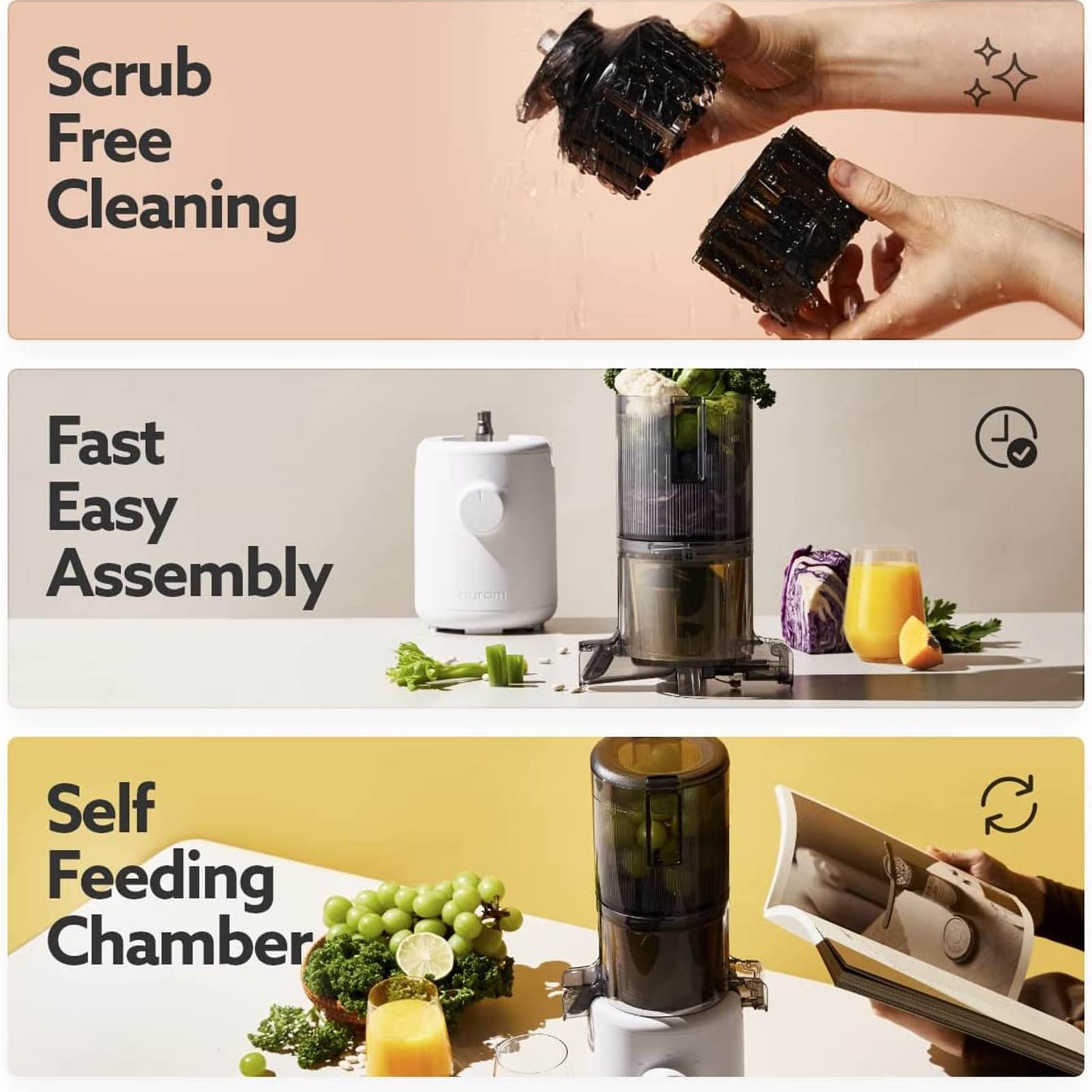 Hurom Easy Series 100 Watt Cold Press Juicer (43 RPM, Convenient with Minimal Touches, White) Hurom Easy Series 100 Watt Cold Press Juicer (43 RPM, Convenient with Minimal Touches, White)_11