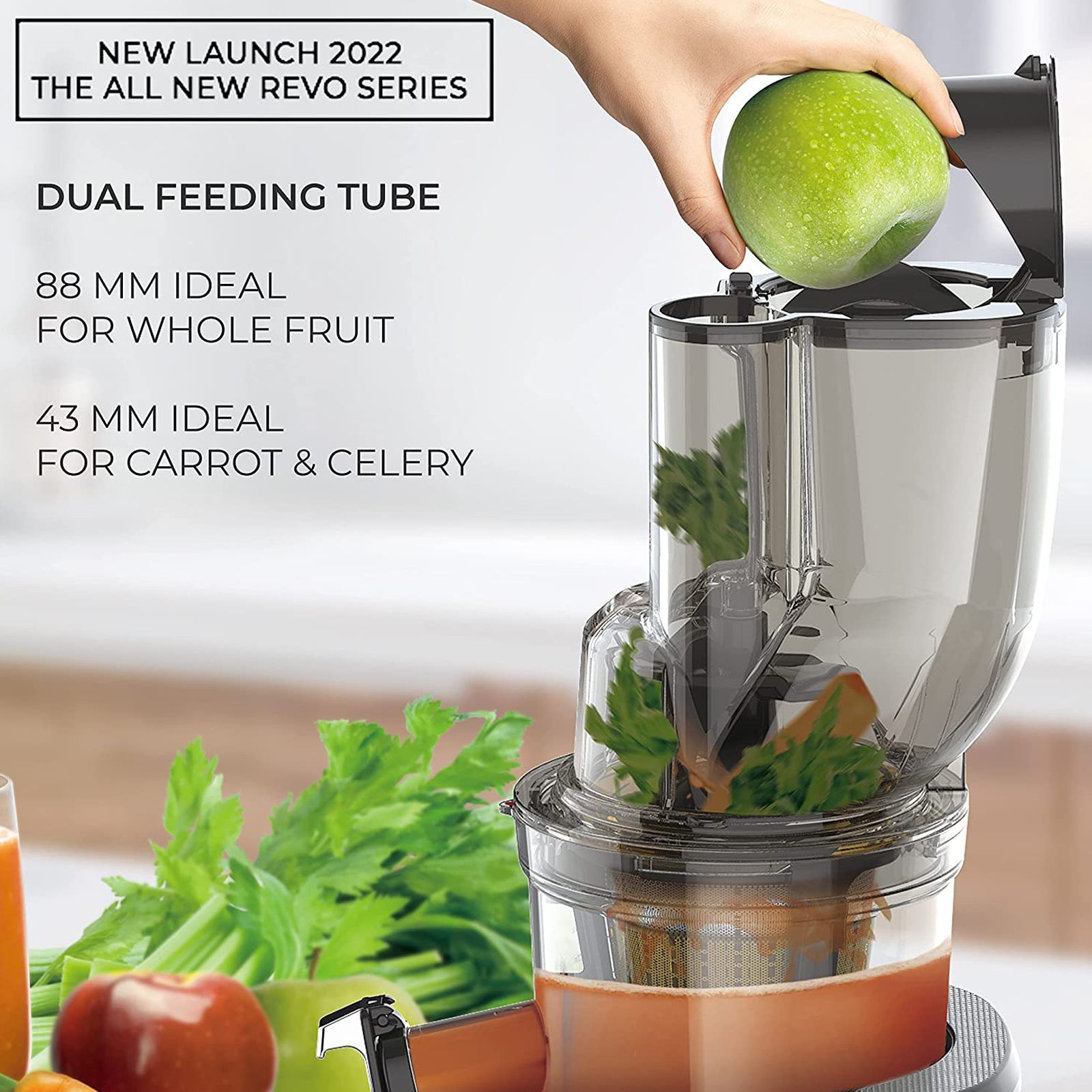 Kuvings REVO 200 Watt Cold Press Slow Juicer (50 RPM, Automatic Cutting Function, Red)_11