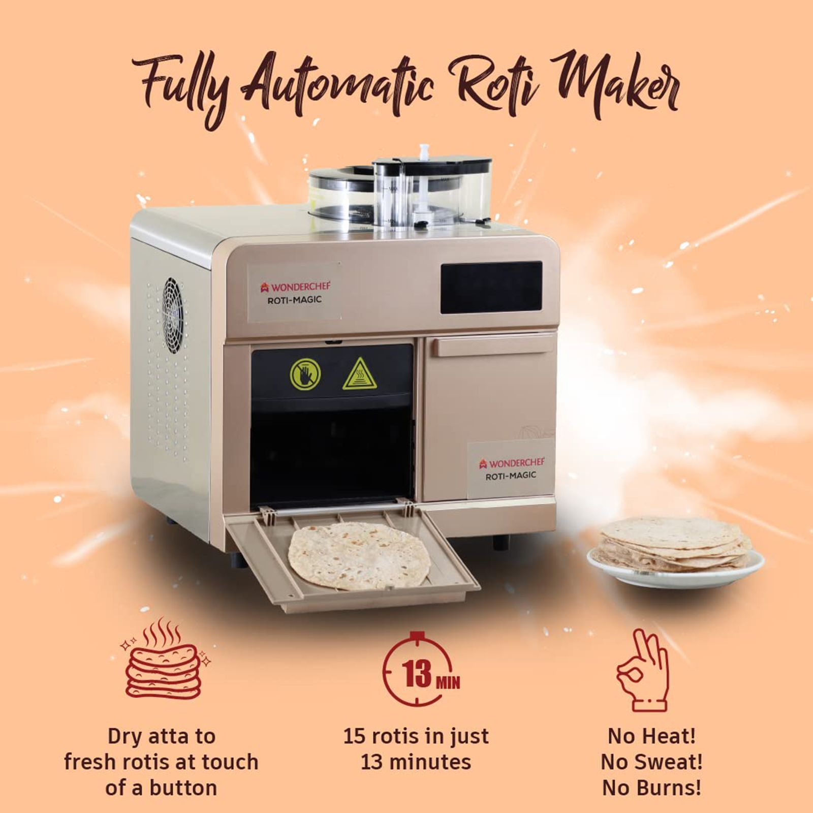 WONDERCHEF Roti-Magic 1900 Watts Roti Maker (15 Rotis within 13 Minutes, 63154563, Rose Pink)_6