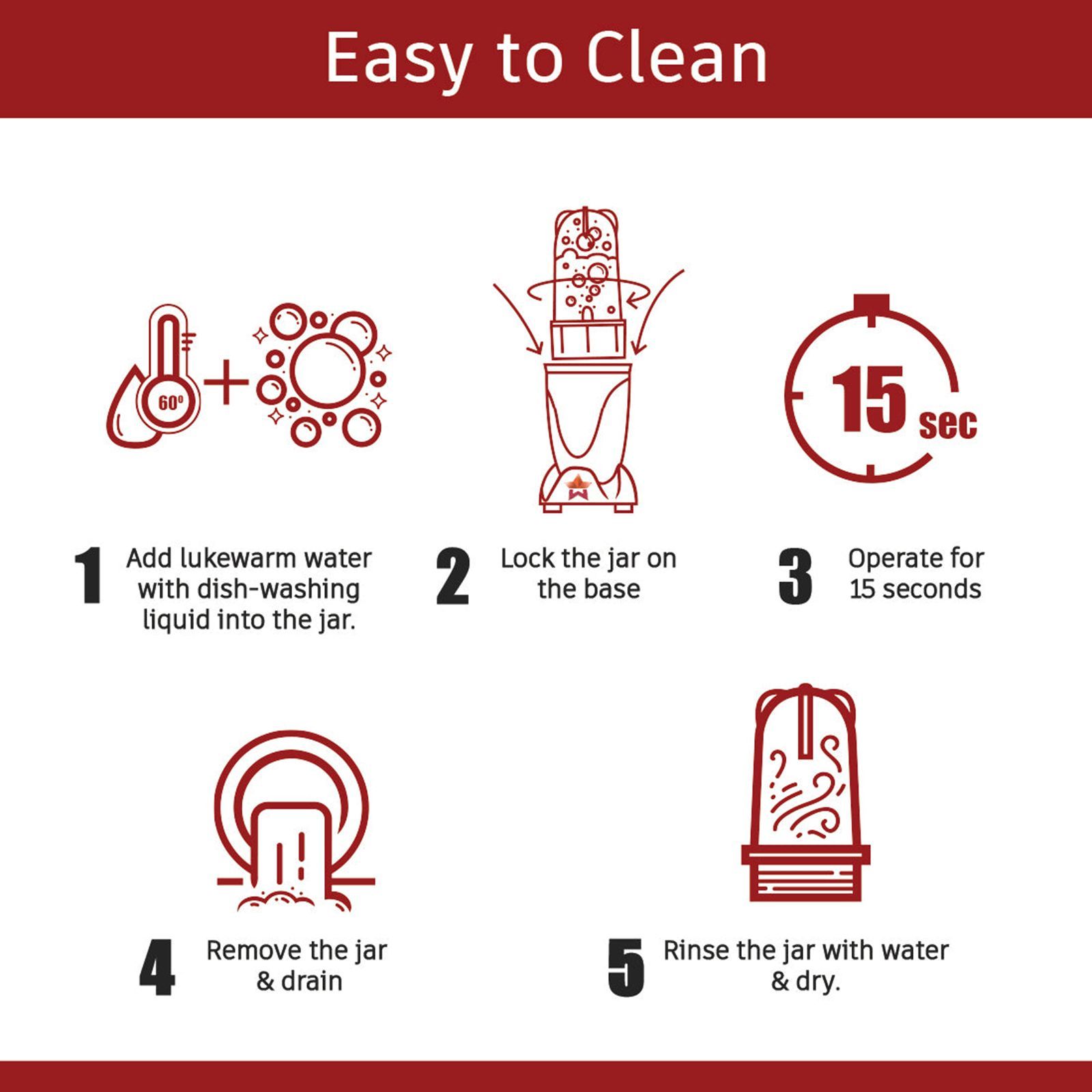 WONDERCHEF Nutri-Blend BOLT 600 Watt 4 Jars Mixer Grinder Blender (22000 RPM, Specialised Functions, Red)_4