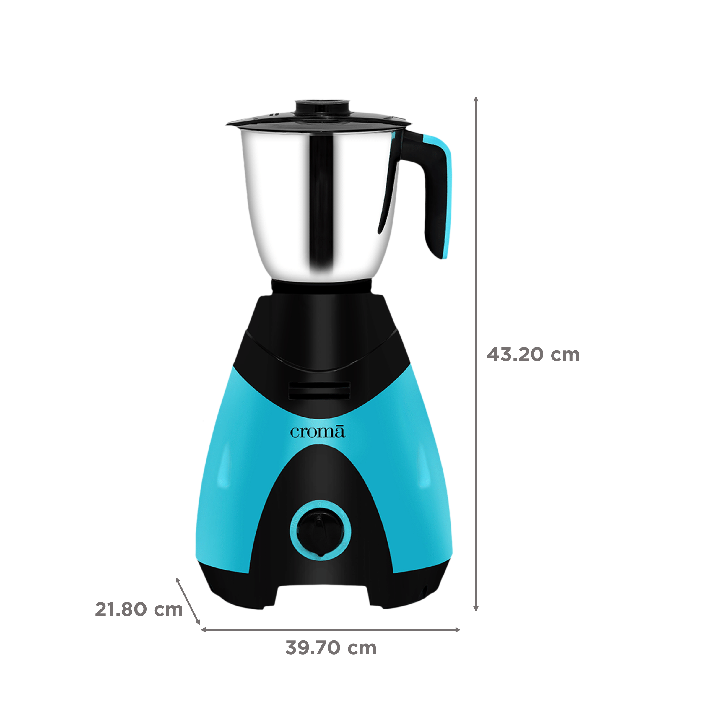 Croma 750 Watt 4 Jars Juicer Mixer Grinder (20000 RPM, Shock Proof Body, Black/Blue)_3