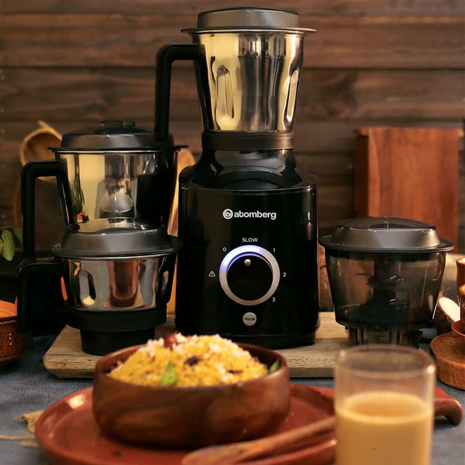atomberg MG 1 485 Watt 4 Jars Mixer Grinder (18000 RPM, 4 Speed Control, Red Wine)_7
