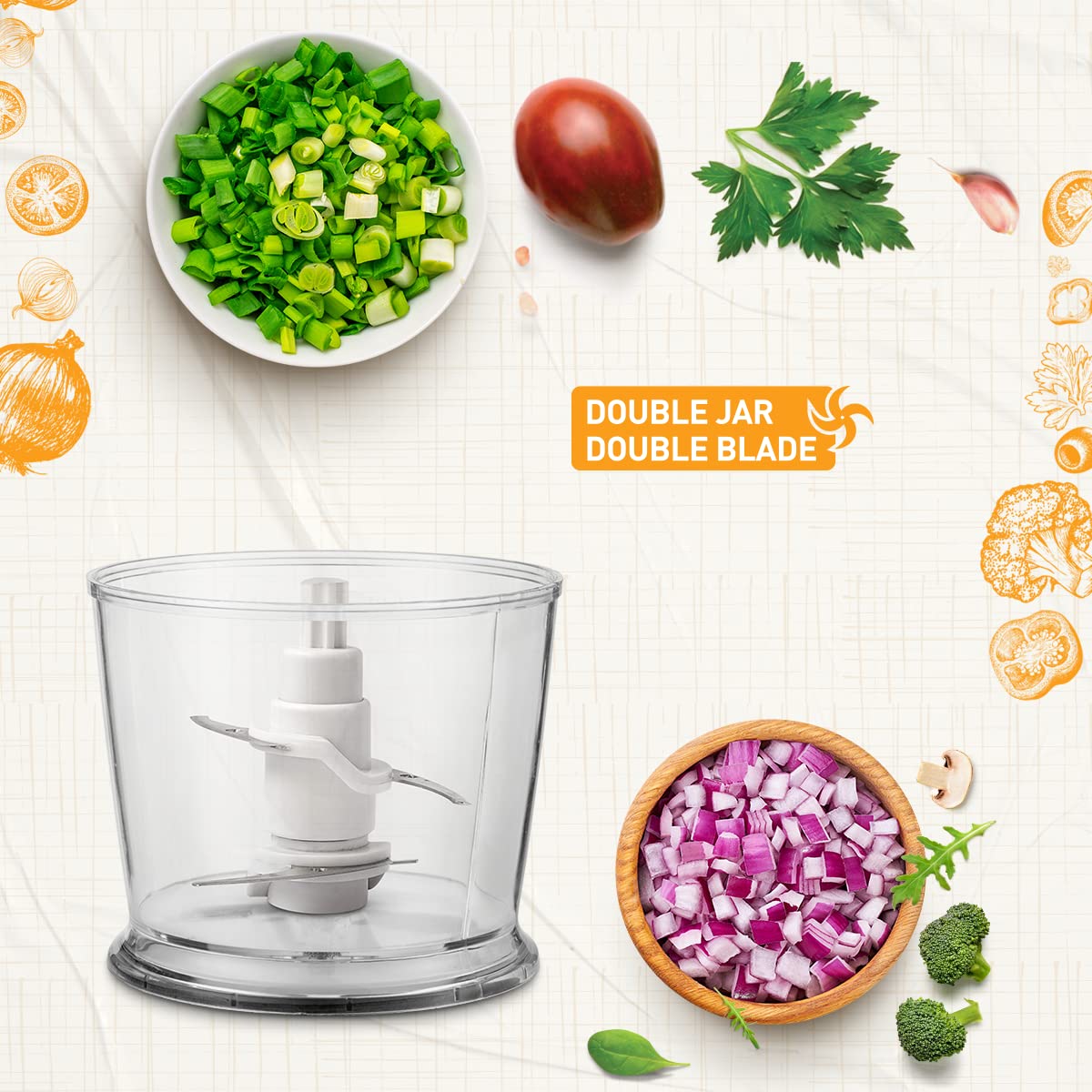 KENT 250 Watt Vegetable Chopper with 2 Blades (Red)_5