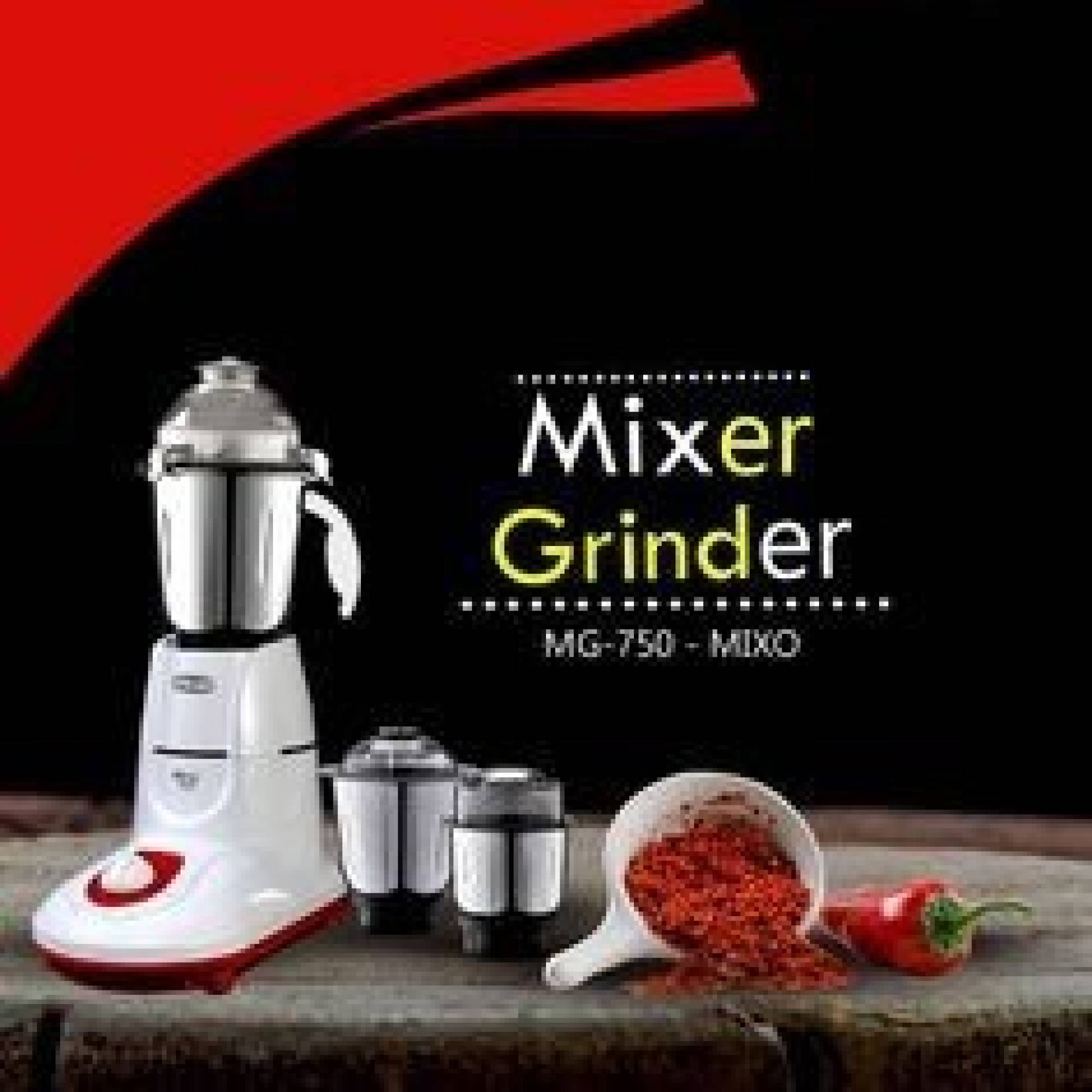 POLAR MIXO 750 Watt 3 Jars Mixer Grinder (Shock Proof Body, White)_4