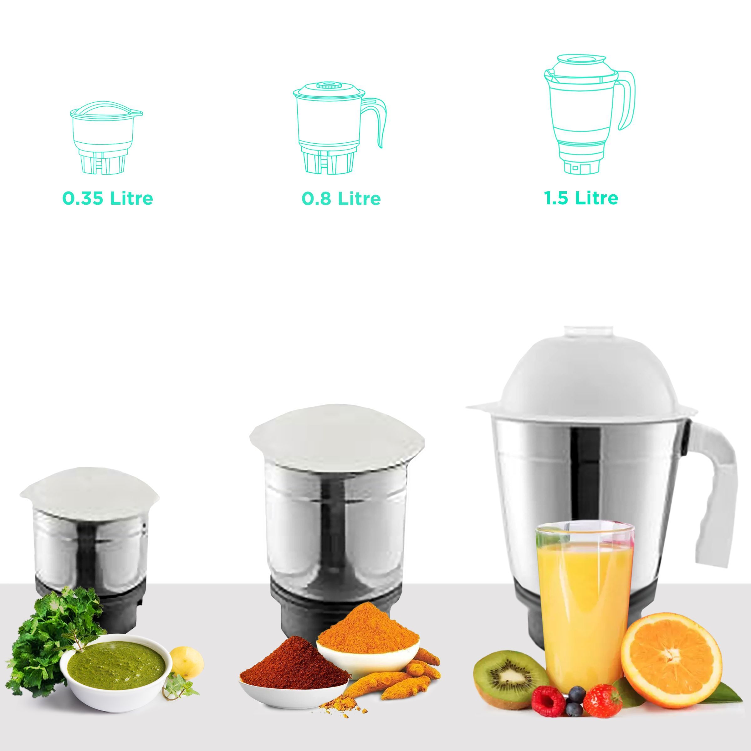 Lifelong Power Pro 500 Watt 3 Jars Mixer Grinder (Overload Protection, White)_4