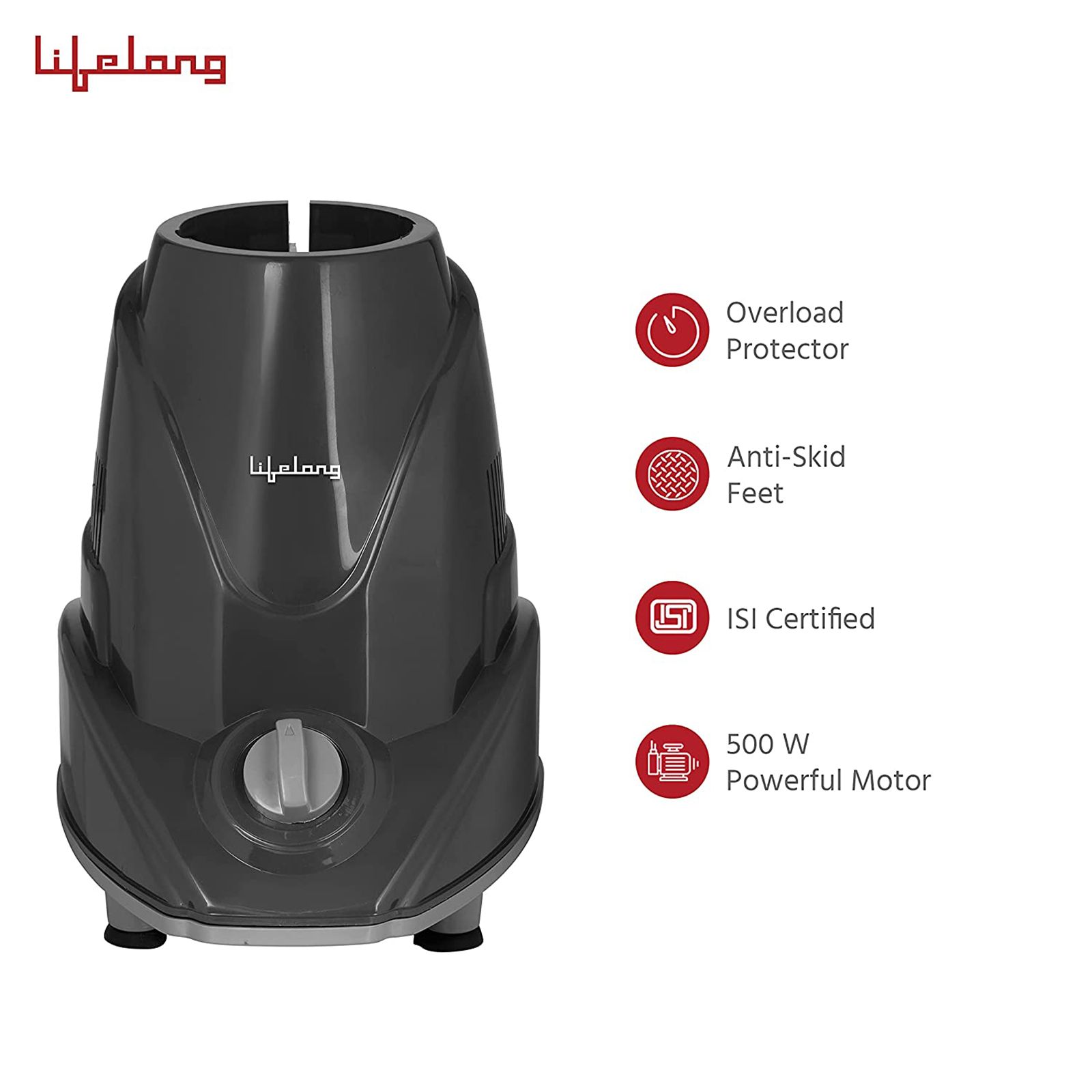 Lifelong Duos 500 Watt 2 Jars Mixer Grinder (Shock Proof Body, Grey) Lifelong Duos 500 Watt 2 Jars Mixer Grinder (Shock Proof Body, Grey)_4