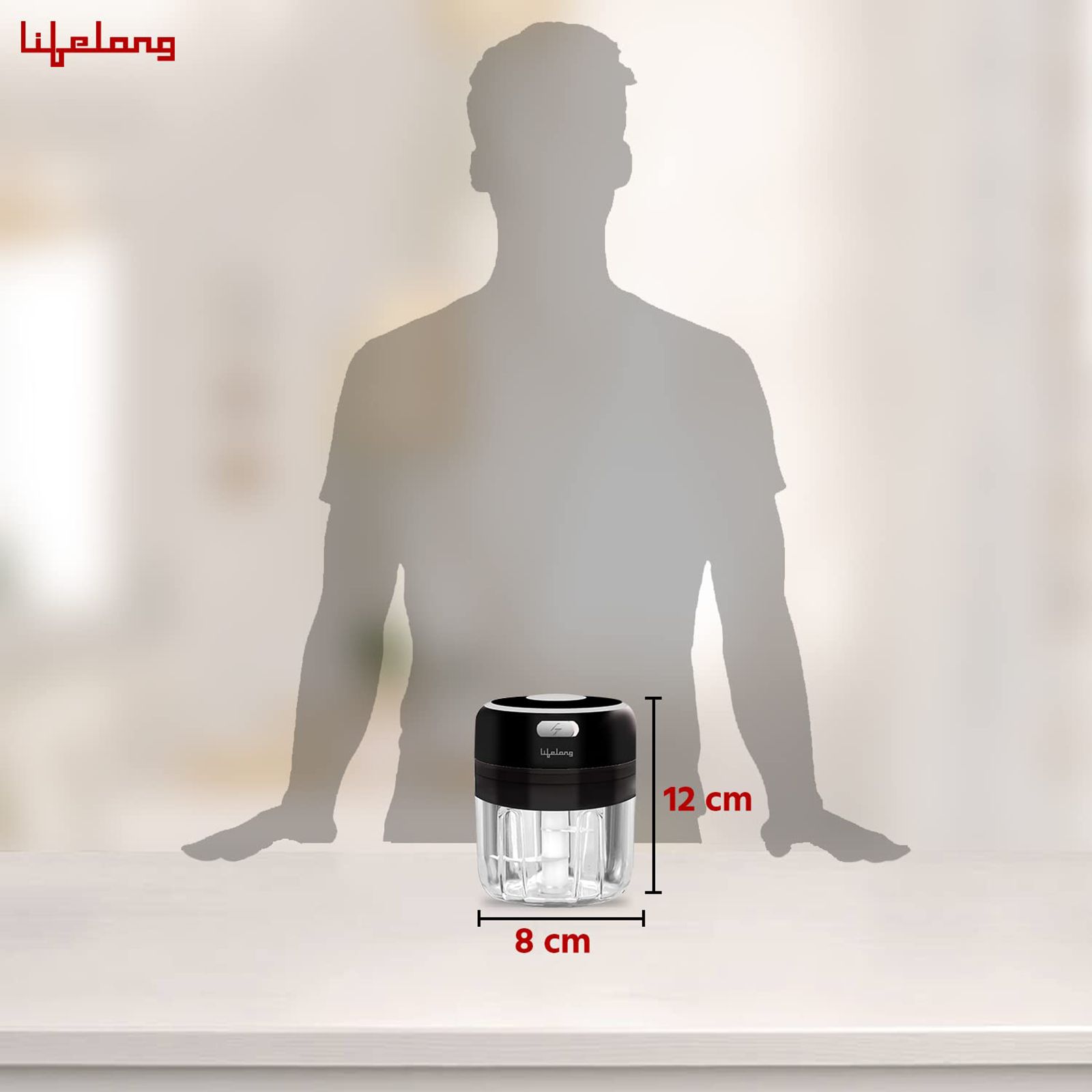 Lifelong 30 Watt Vegetable & Fruit Chopper with 2 Blades (Black)_7