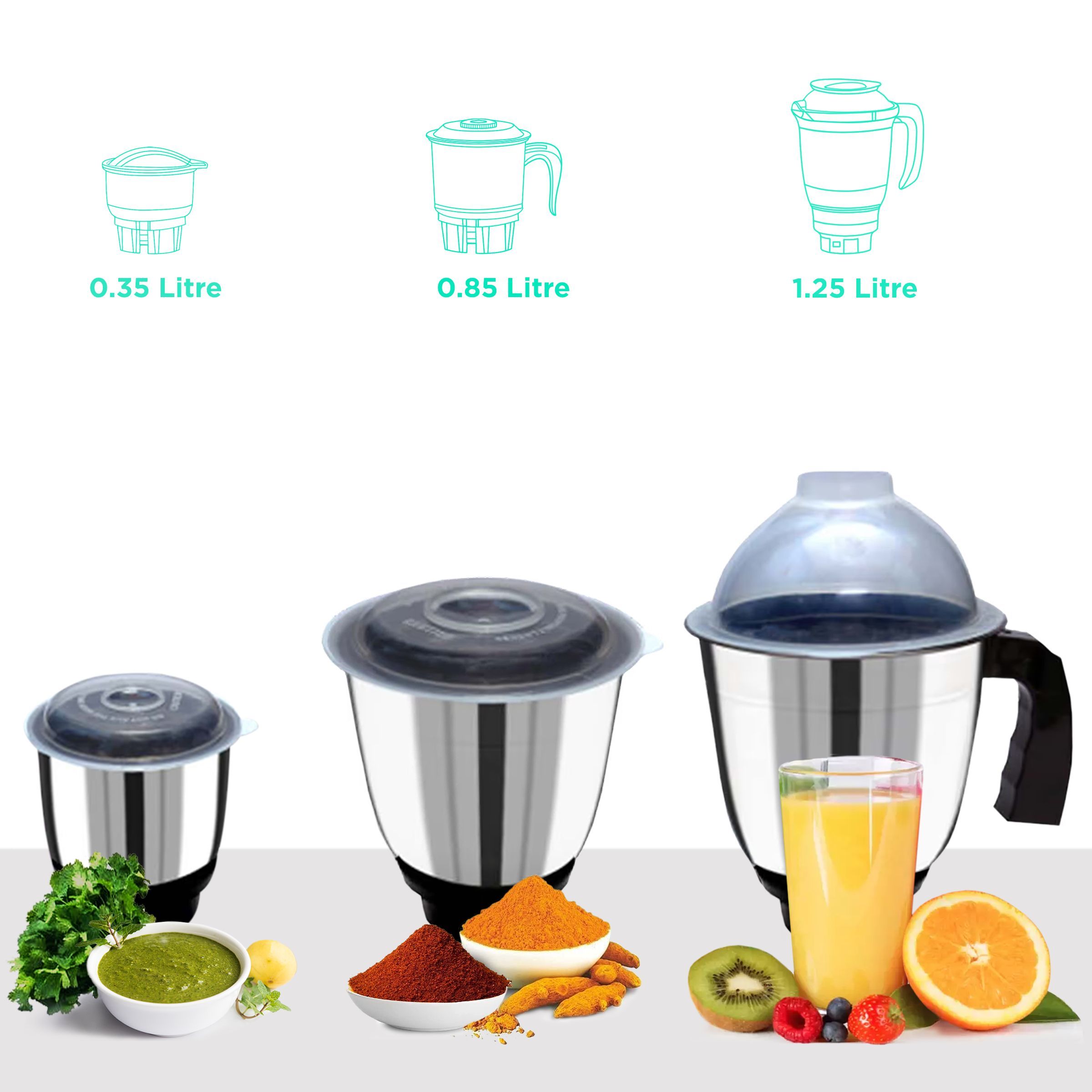 MR COOK Crypto 600 Watt 3 Jars Mixer Grinder (3 Speed Control, White & Purple)_4