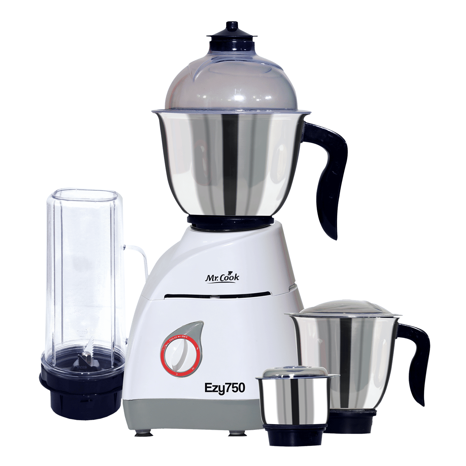 MR COOK Ezy750 750 Watt 4 Jars Mixer Grinder (Overload Protection, White & Grey)_1