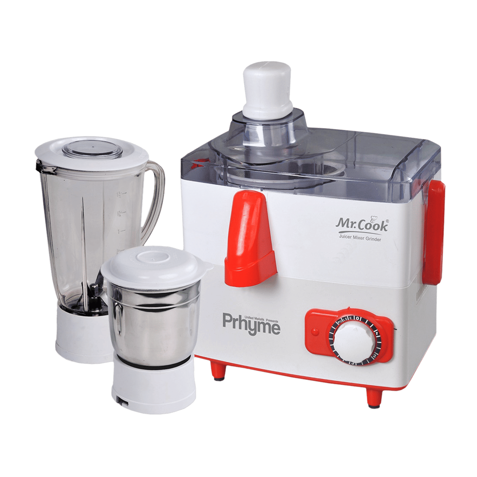 Mr.Cook Prhyme 550 Watt 2 Jars Juicer Mixer Grinder (3 Speed Control, White/Orange)_1