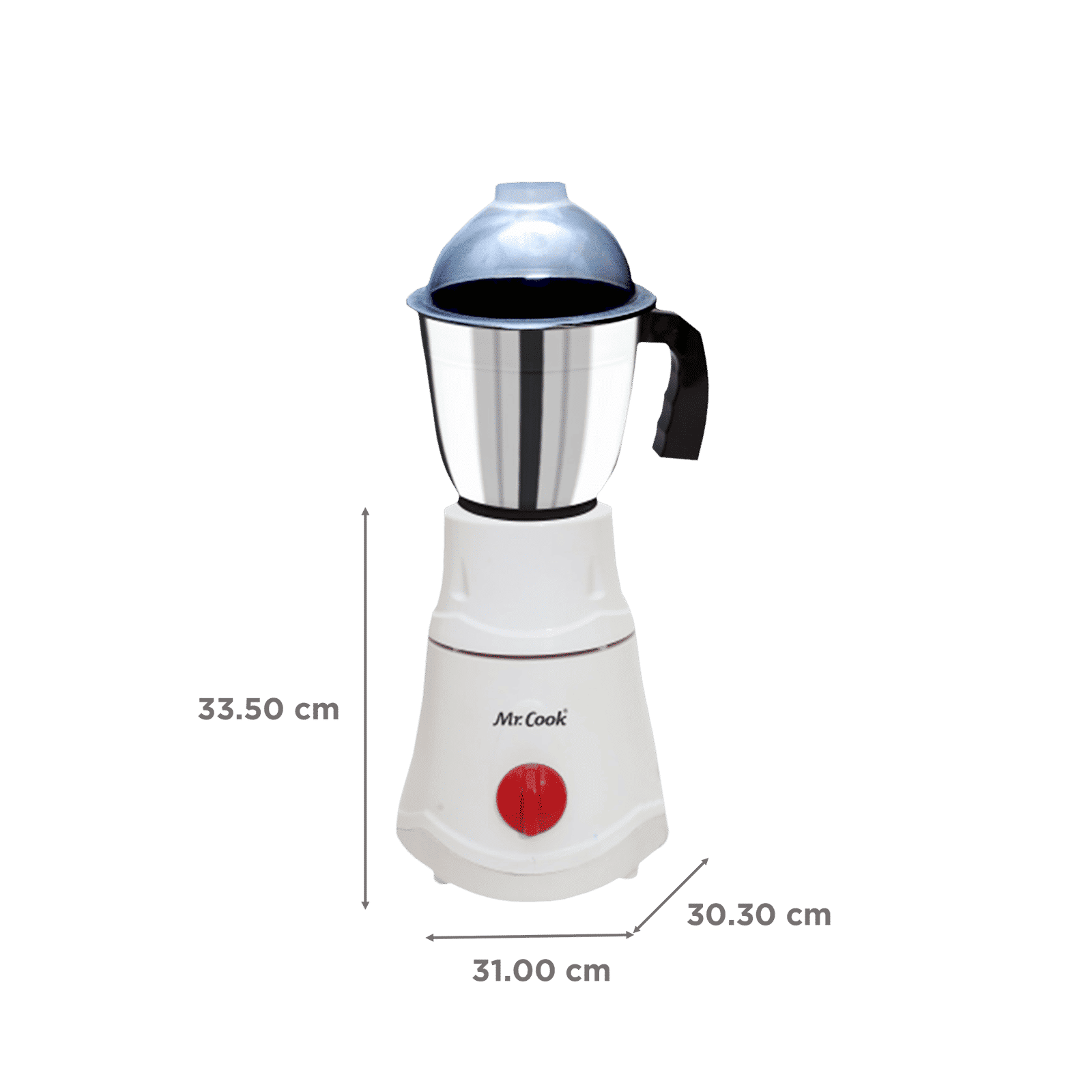 MR COOK Prince 550 Watt 3 Jars Mixer Grinder (3 Speed Control, White)_3