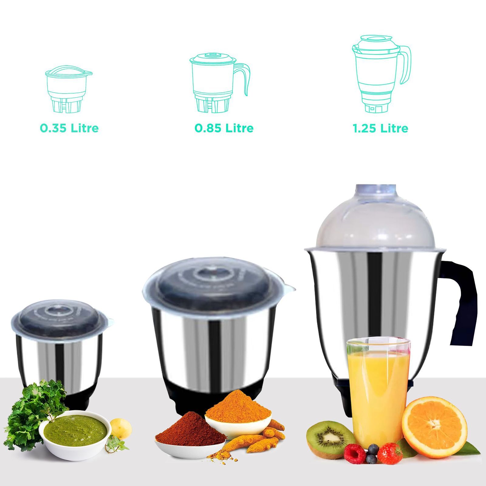 MR COOK Prince 550 Watt 3 Jars Mixer Grinder (3 Speed Control, White)_4