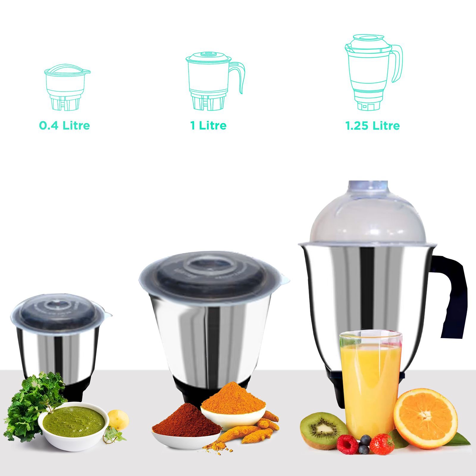 MR COOK Starmix 550 Watt 3 Jars Mixer Grinder (3 Speed Control, White & Blue)_4