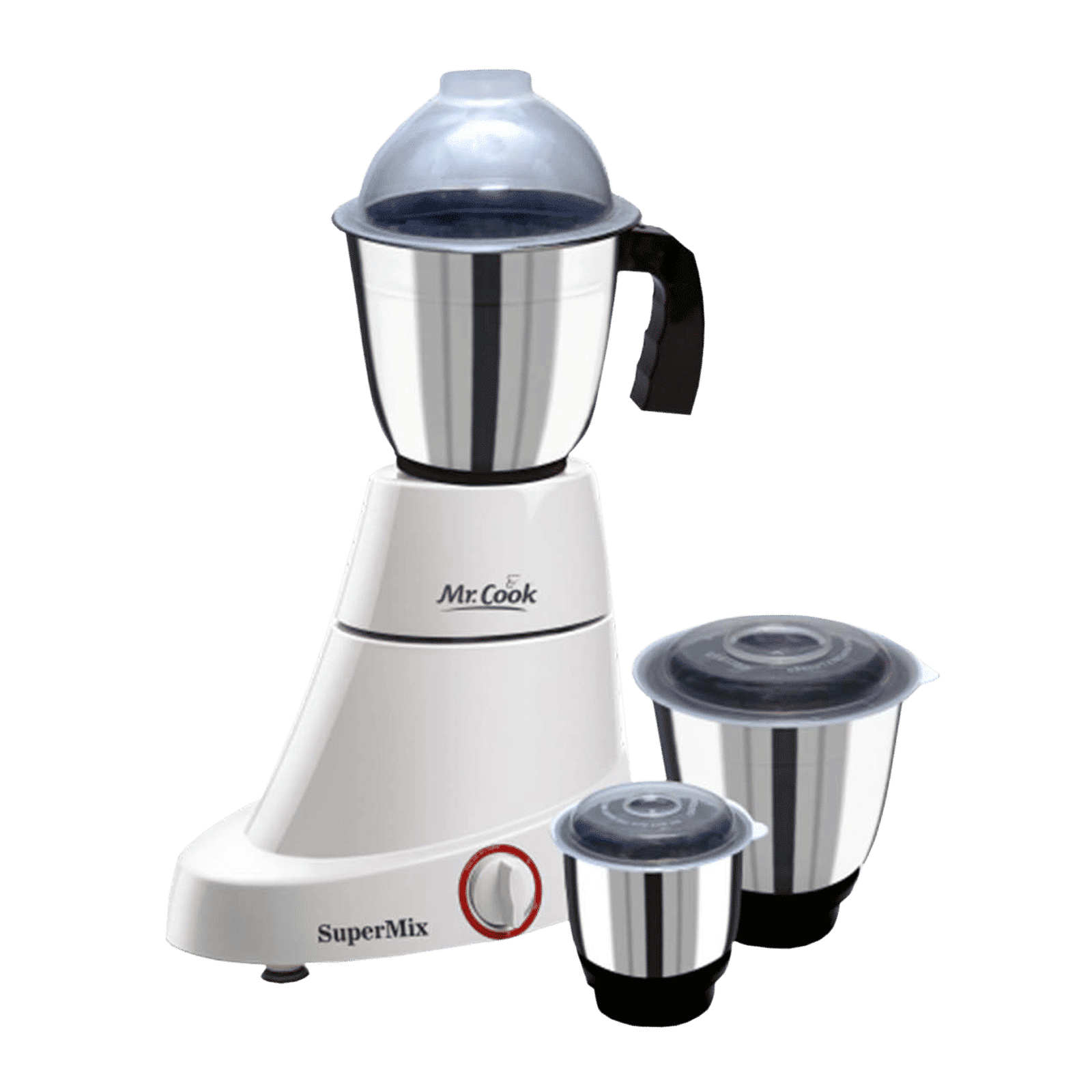 MR COOK SuperMix 600 Watt 3 Jars Mixer Grinder (Shock Proof Body, White)_1
