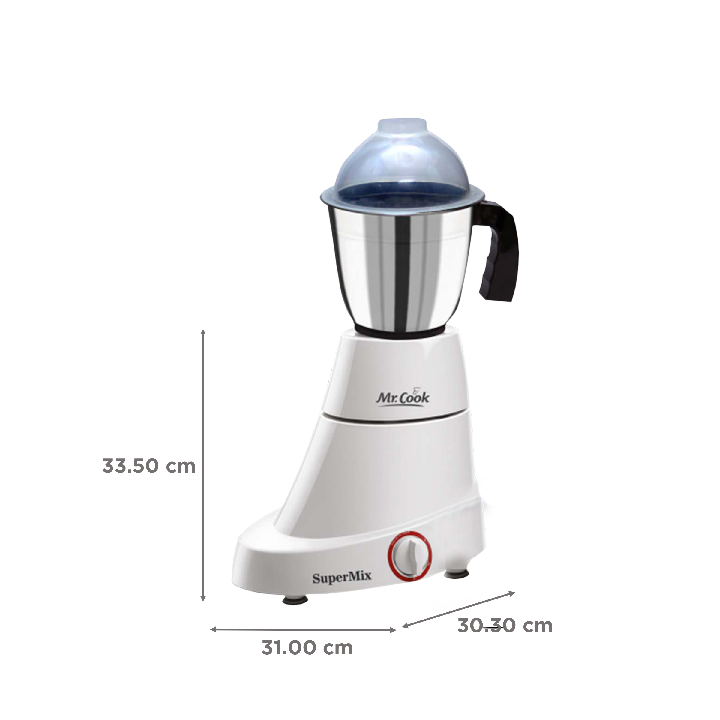 MR COOK SuperMix 600 Watt 3 Jars Mixer Grinder (Shock Proof Body, White)_3